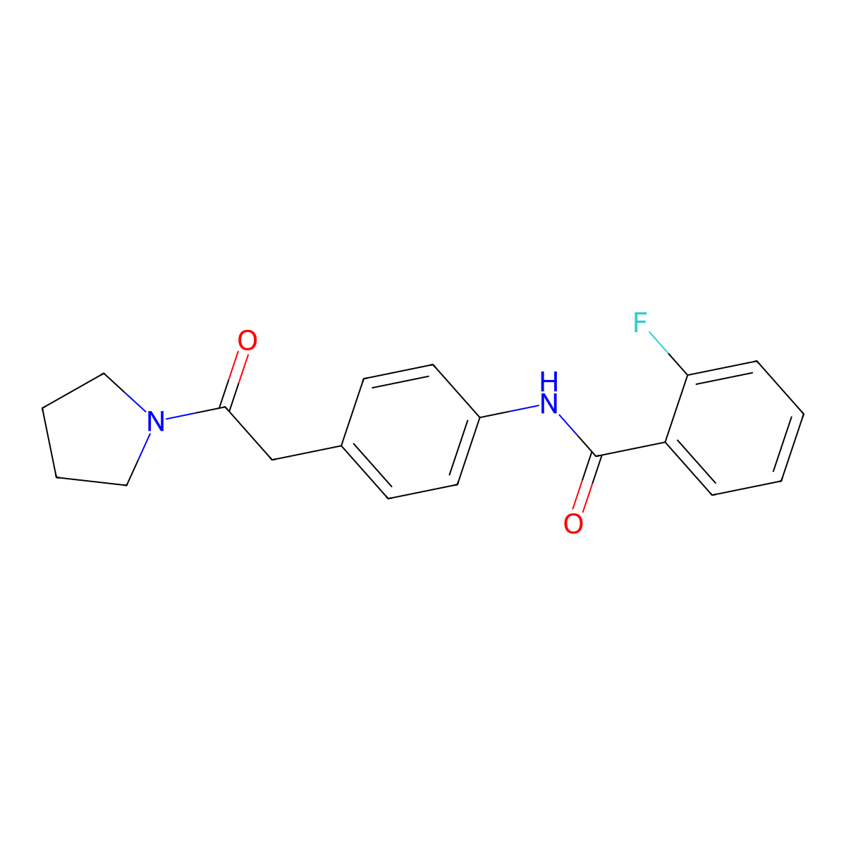 2-fluoro-N-{4-[2-oxo-2-(pyrrolidin-1-yl)ethyl]phenyl}benzamide molecular structure, CAS 1070959-48-6