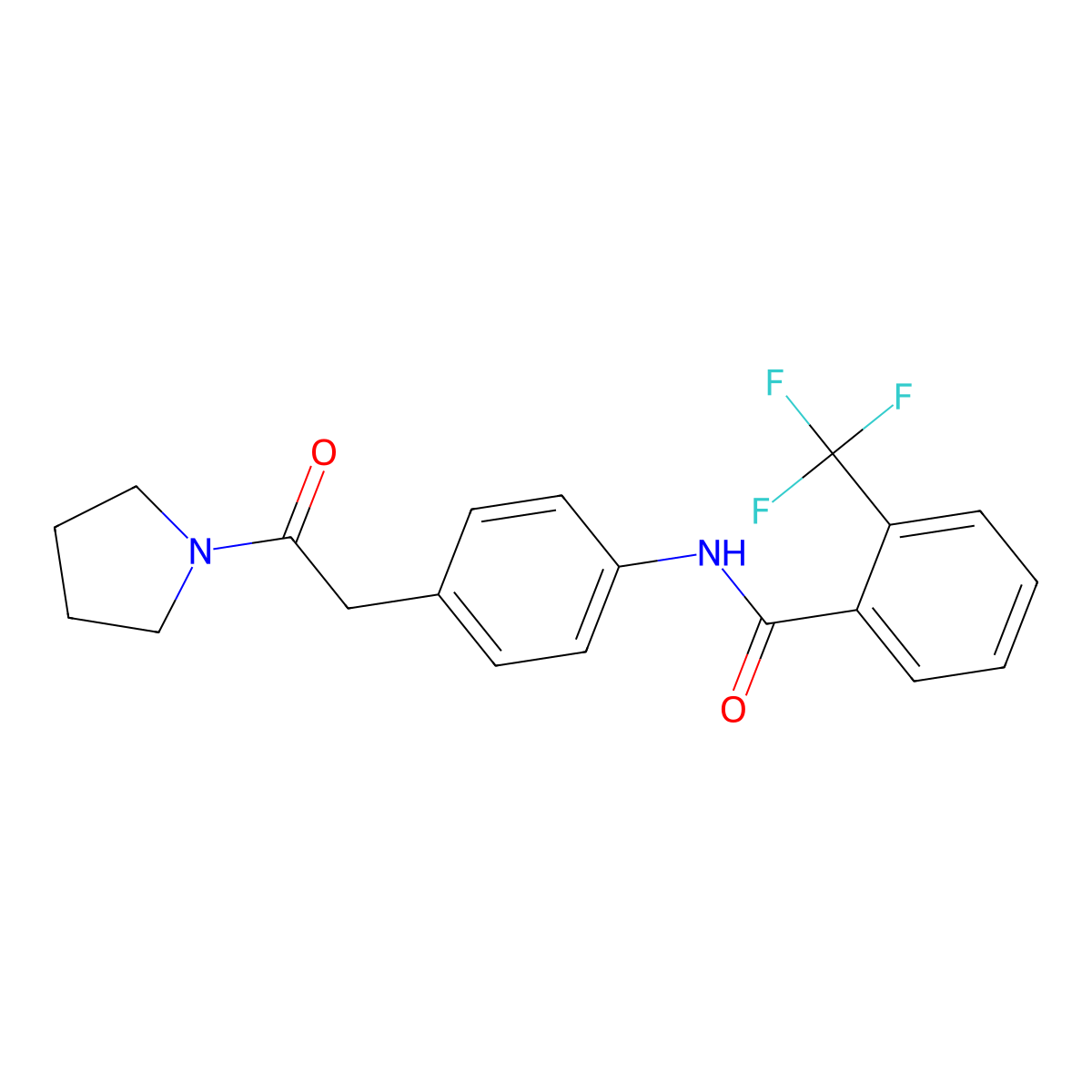 N-{4-[2-oxo-2-(pyrrolidin-1-yl)ethyl]phenyl}-2-(trifluoromethyl)benzamide molecular structure, CAS 1070959-50-0
