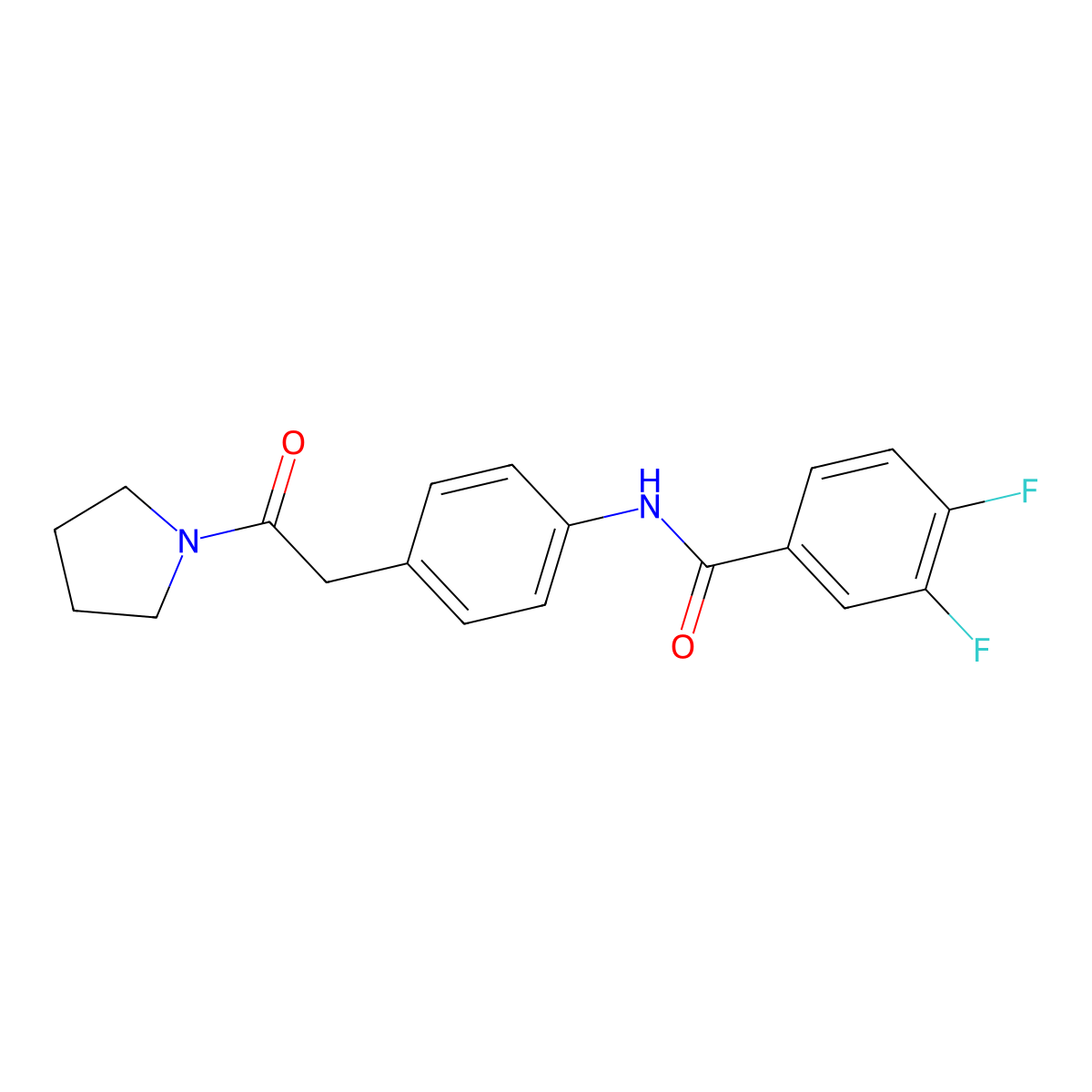 3,4-difluoro-N-{4-[2-oxo-2-(pyrrolidin-1-yl)ethyl]phenyl}benzamide molecular structure, CAS 1070959-71-5