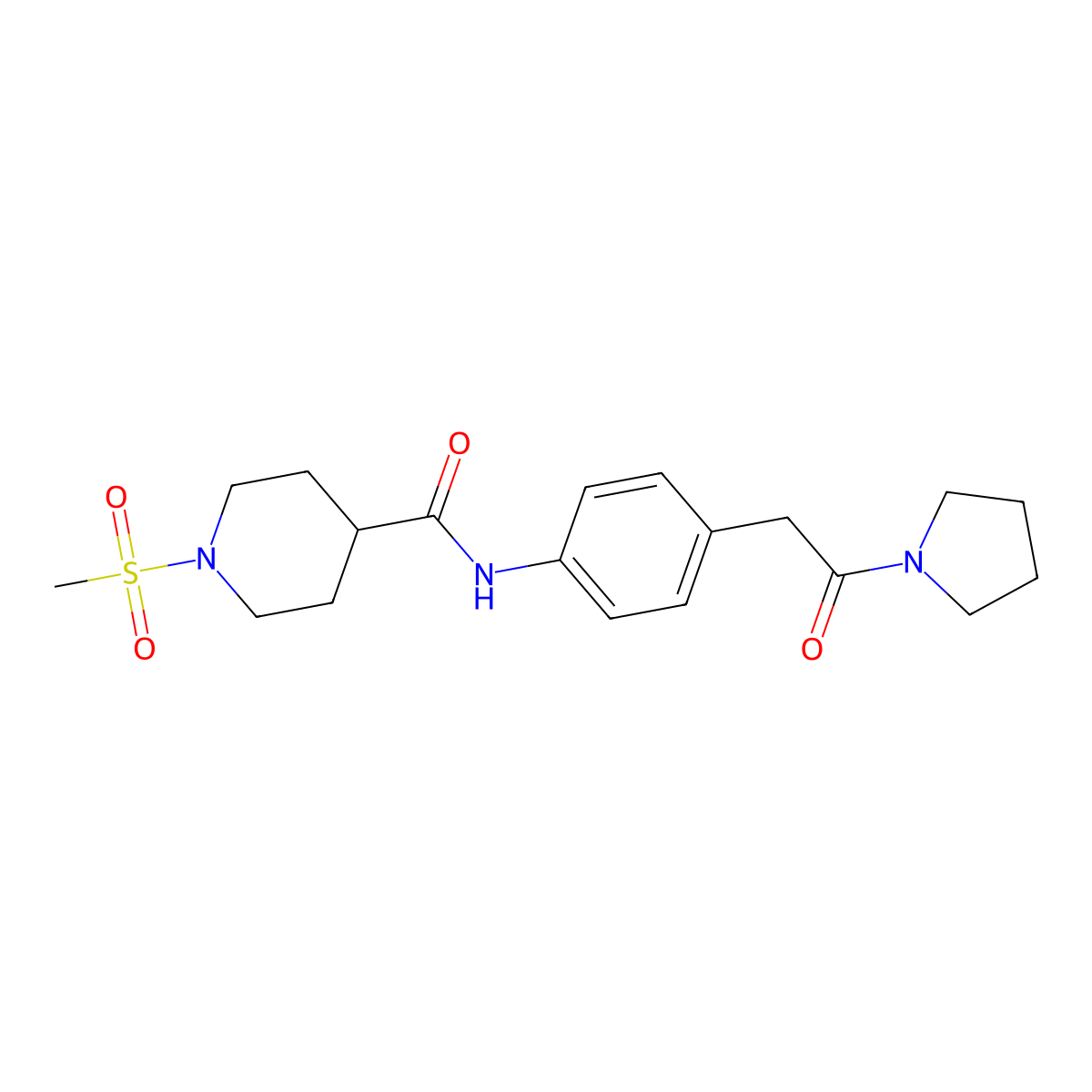 1-methanesulfonyl-N-{4-[2-oxo-2-(pyrrolidin-1-yl)ethyl]phenyl}piperidine-4-carboxamide molecular structure, CAS 1070959-98-6
