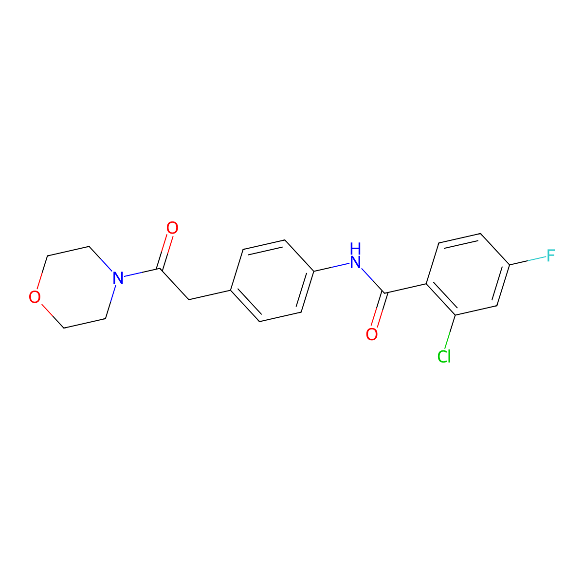 2-chloro-4-fluoro-N-{4-[2-(morpholin-4-yl)-2-oxoethyl]phenyl}benzamide molecular structure, CAS 1070960-22-3