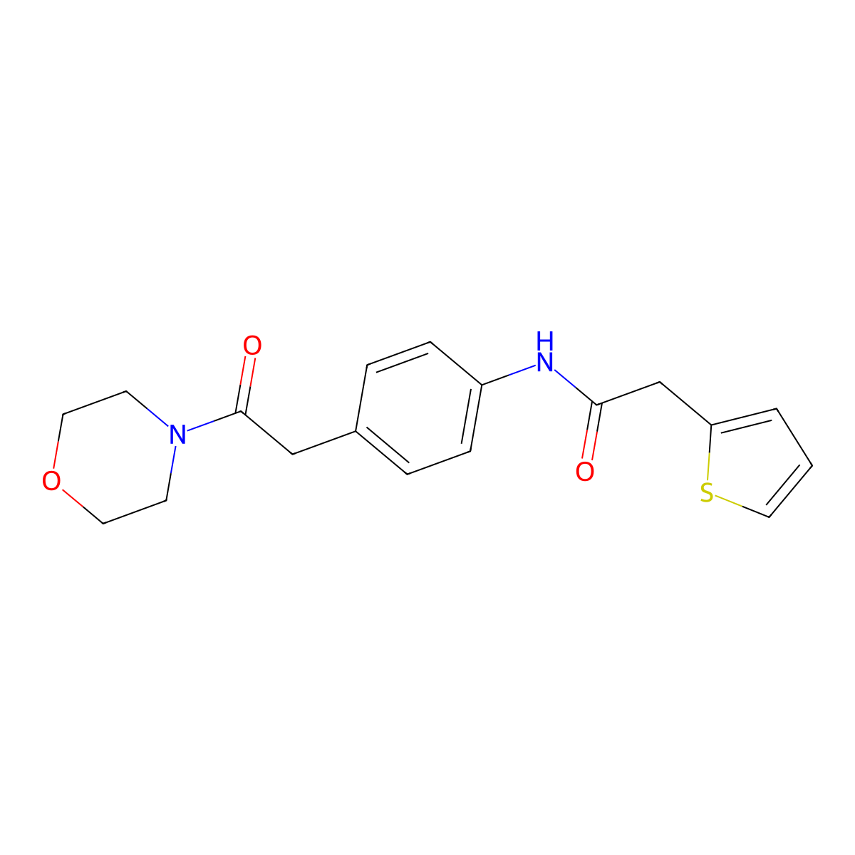 N-{4-[2-(morpholin-4-yl)-2-oxoethyl]phenyl}-2-(thiophen-2-yl)acetamide molecular structure, CAS 1070960-31-4