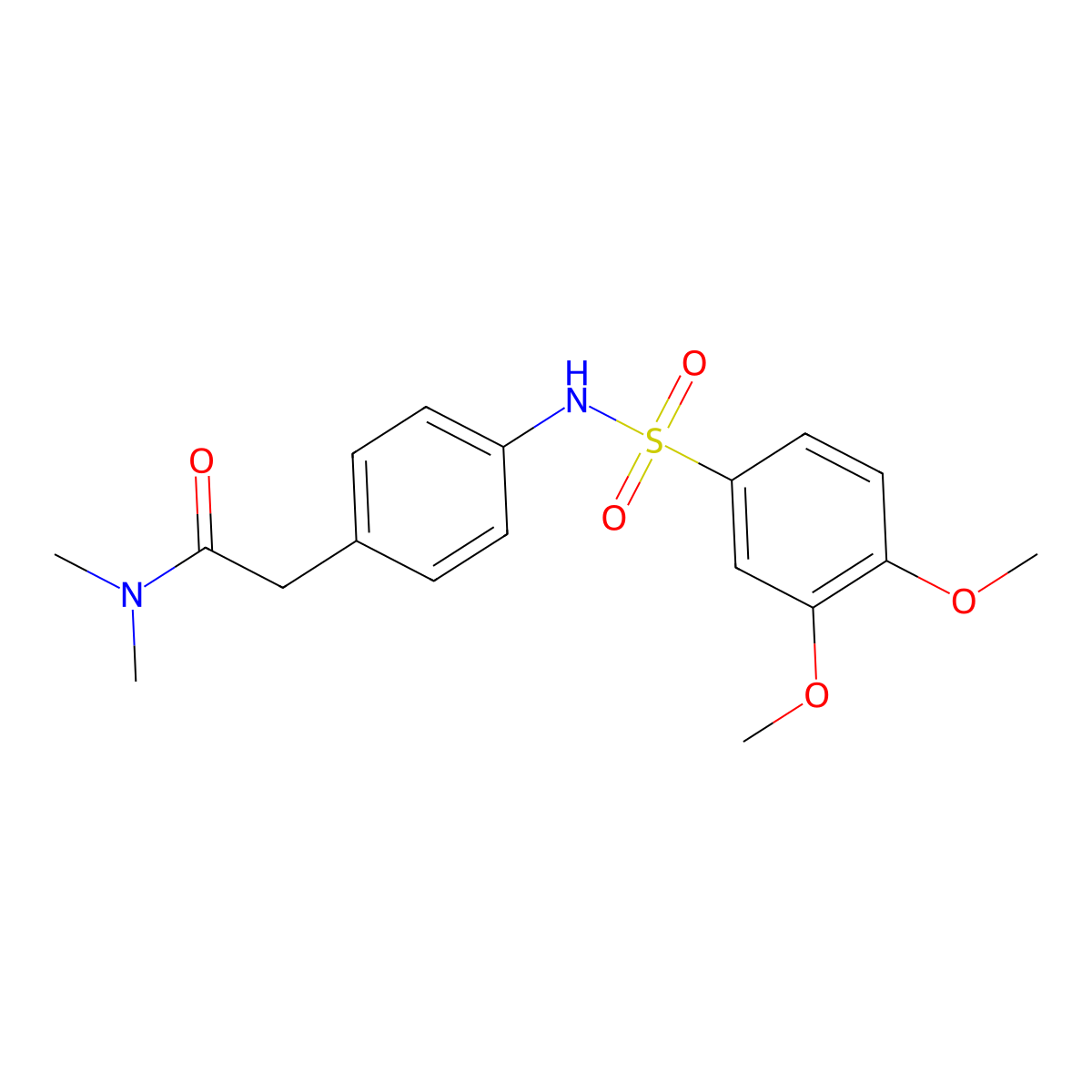 2-[4-(3,4-dimethoxybenzenesulfonamido)phenyl]-N,N-dimethylacetamide molecular structure, CAS 1070960-57-4