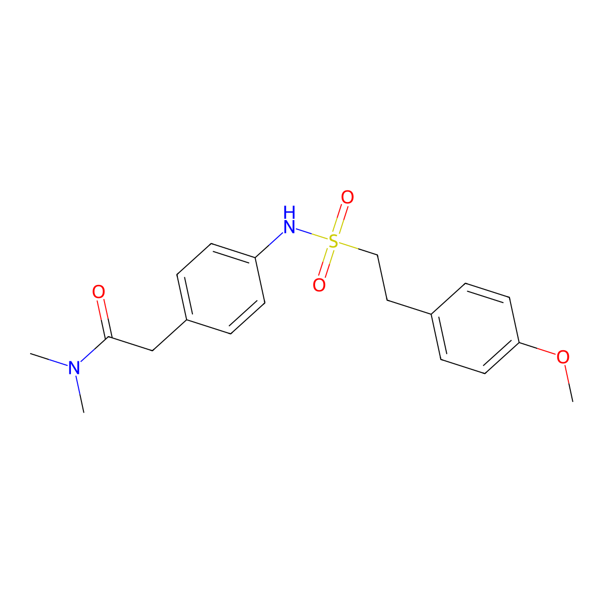 2-{4-[2-(4-methoxyphenyl)ethanesulfonamido]phenyl}-N,N-dimethylacetamide molecular structure, CAS 1070961-28-2