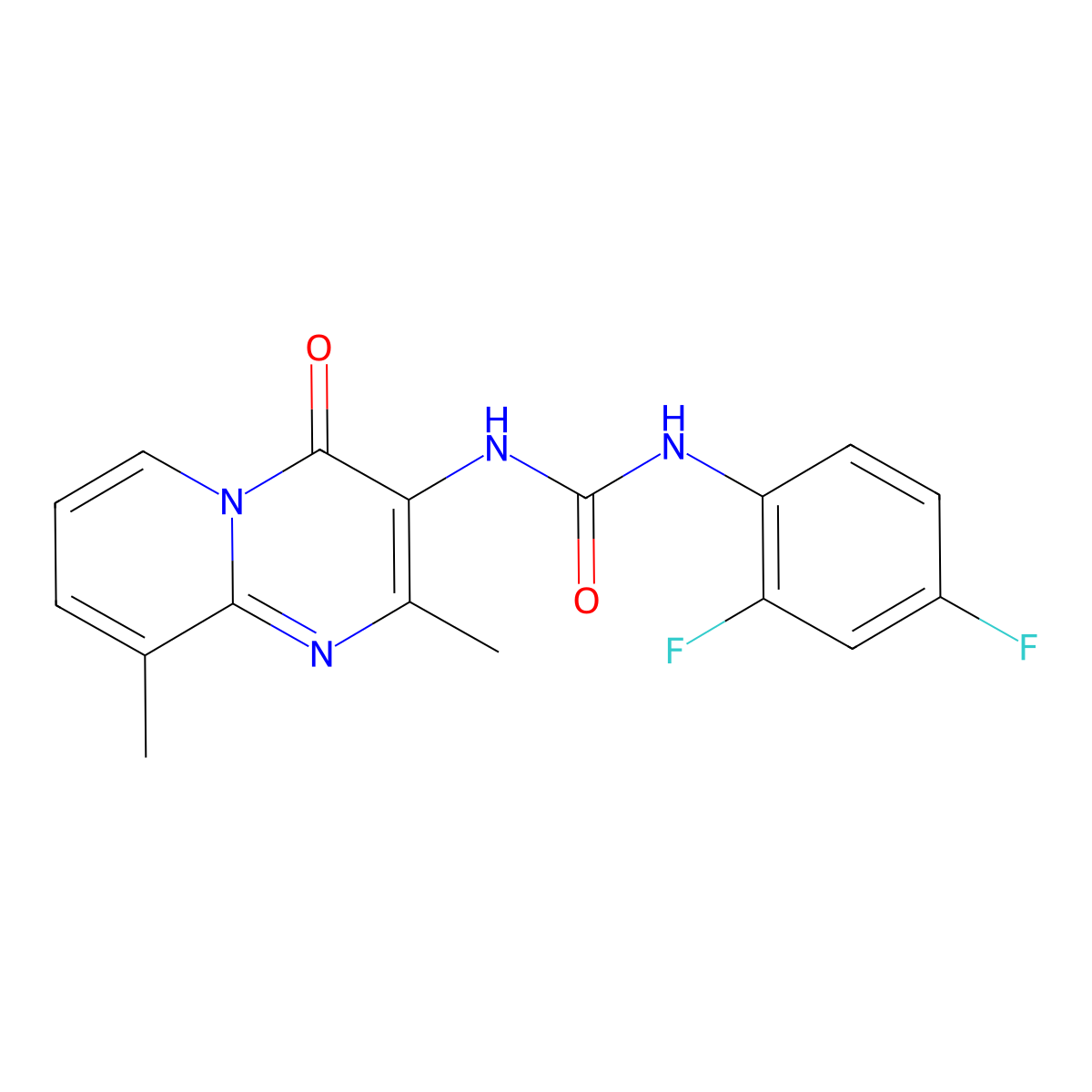 1-(2,4-difluorophenyl)-3-{2,9-dimethyl-4-oxo-4H-pyrido[1,2-a]pyrimidin-3-yl}urea molecular structure, CAS 1070961-51-1