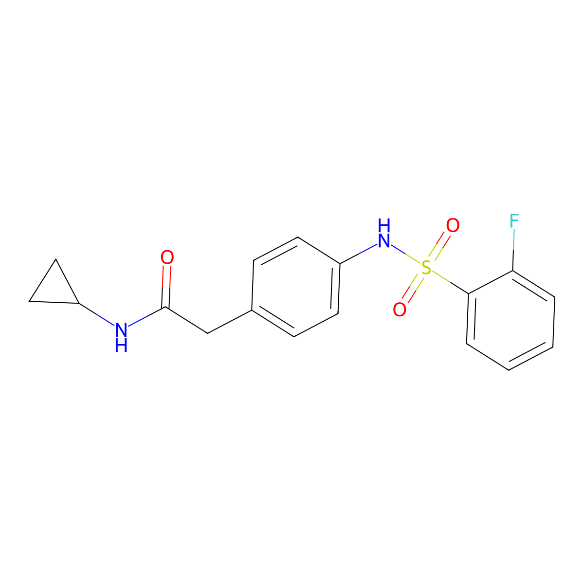 N-cyclopropyl-2-[4-(2-fluorobenzenesulfonamido)phenyl]acetamide molecular structure, CAS 1070962-20-7