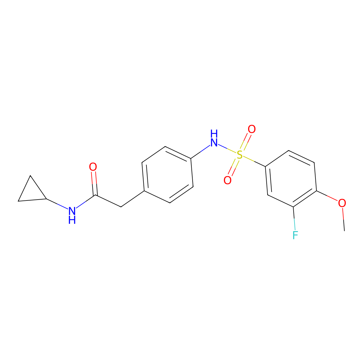 N-cyclopropyl-2-[4-(3-fluoro-4-methoxybenzenesulfonamido)phenyl]acetamide molecular structure, CAS 1070962-38-7