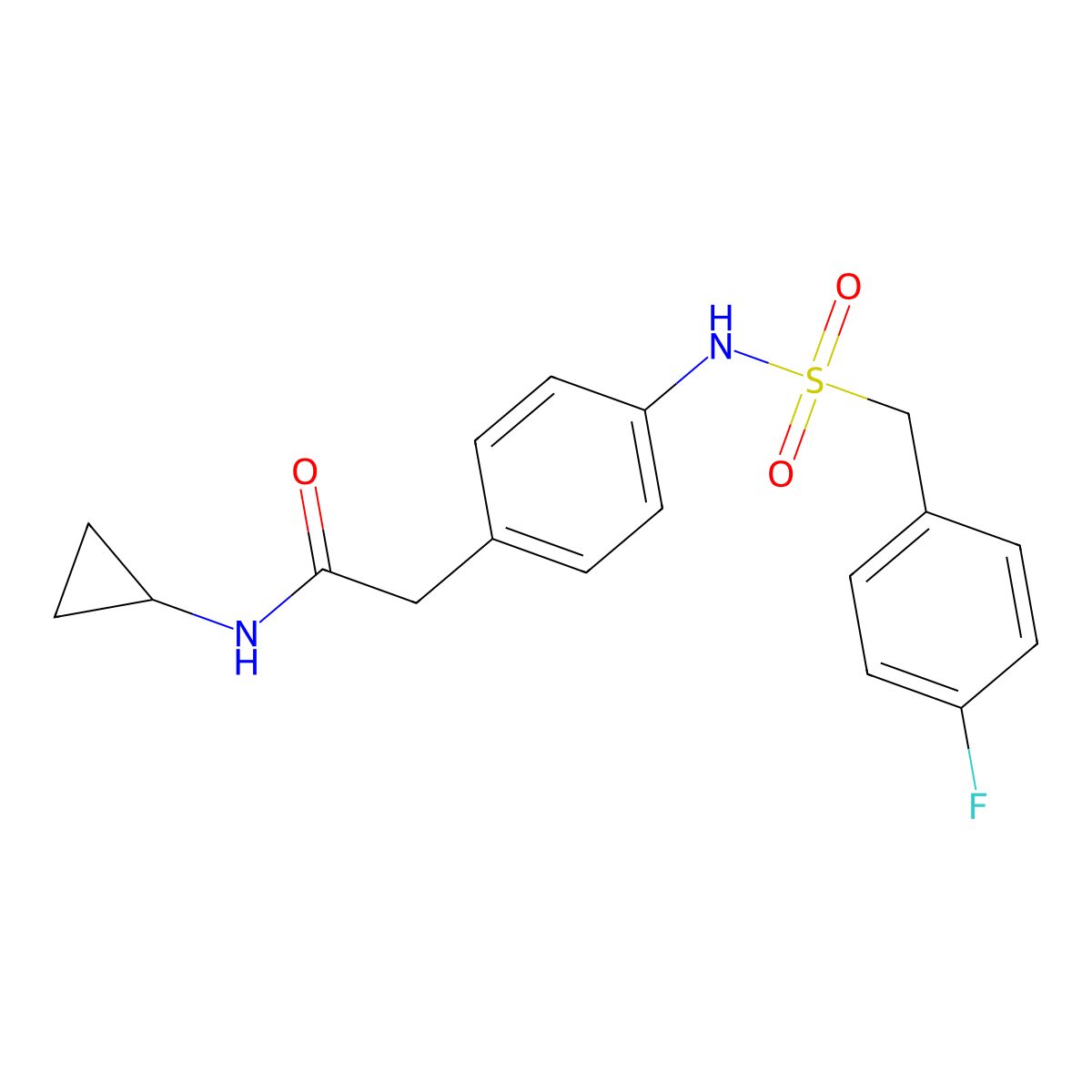 N-cyclopropyl-2-{4-[(4-fluorophenyl)methanesulfonamido]phenyl}acetamide molecular structure, CAS 1070962-74-1