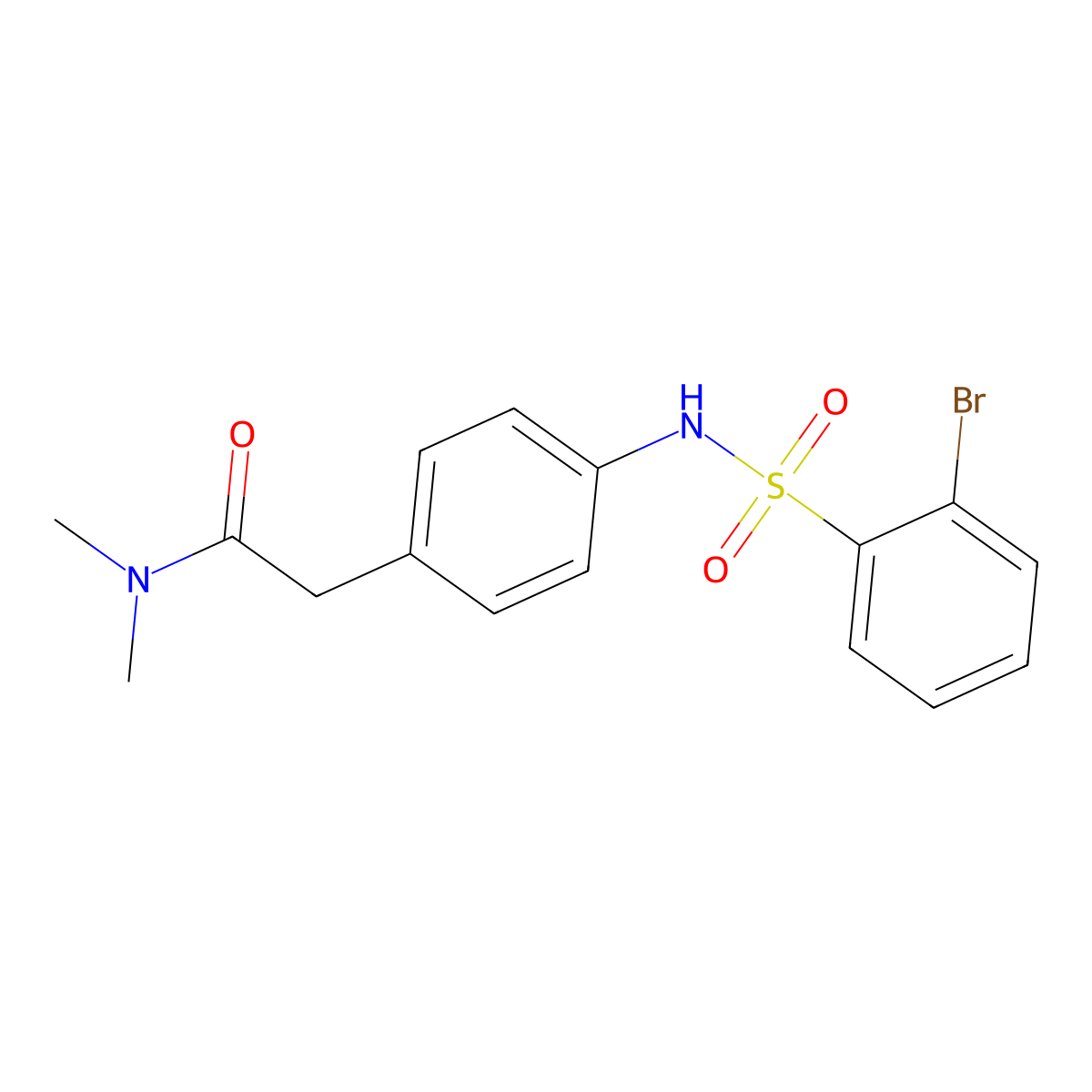 2-[4-(2-bromobenzenesulfonamido)phenyl]-N,N-dimethylacetamide molecular structure, CAS 1070964-33-8