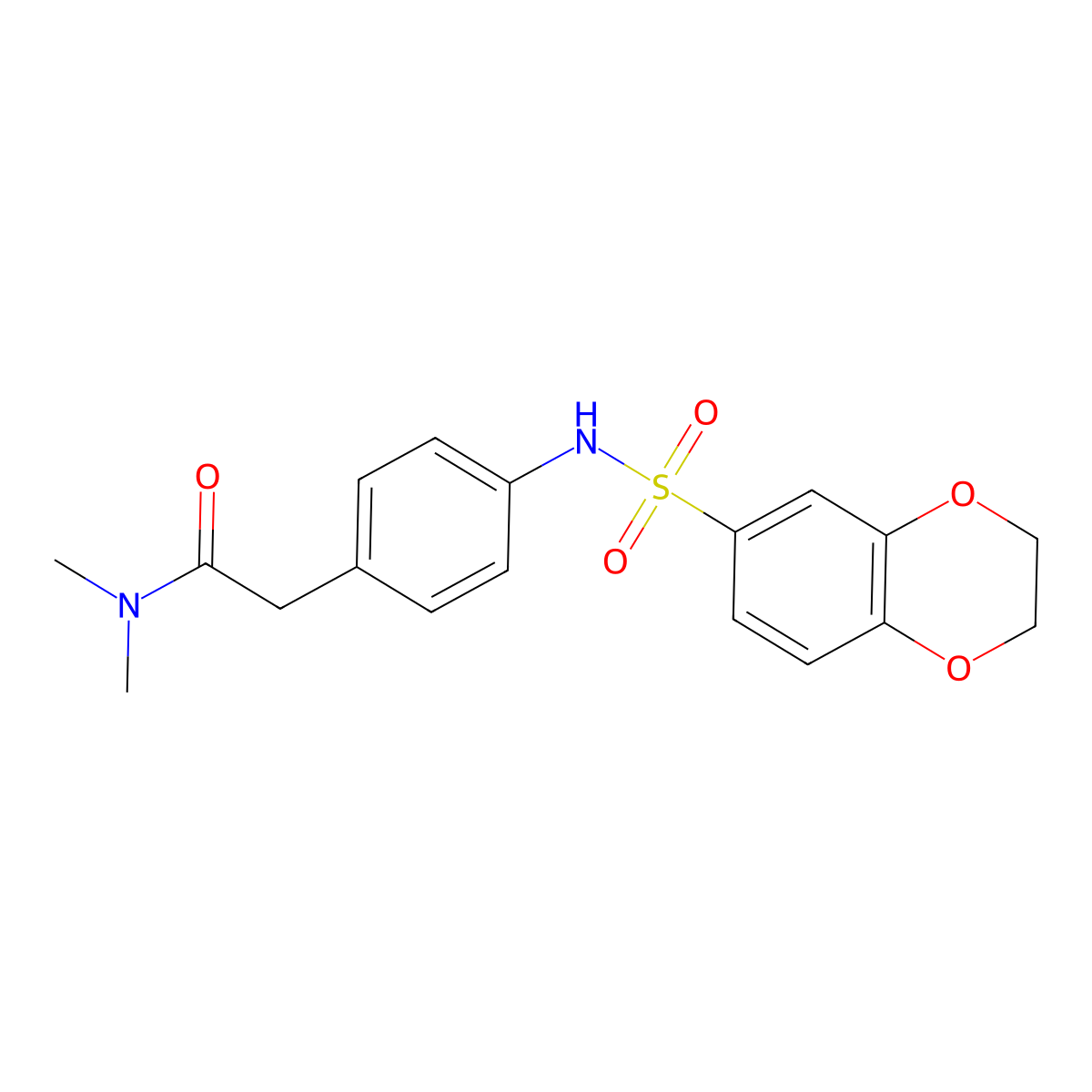 2-[4-(2,3-dihydro-1,4-benzodioxine-6-sulfonamido)phenyl]-N,N-dimethylacetamide molecular structure, CAS 1070964-41-8