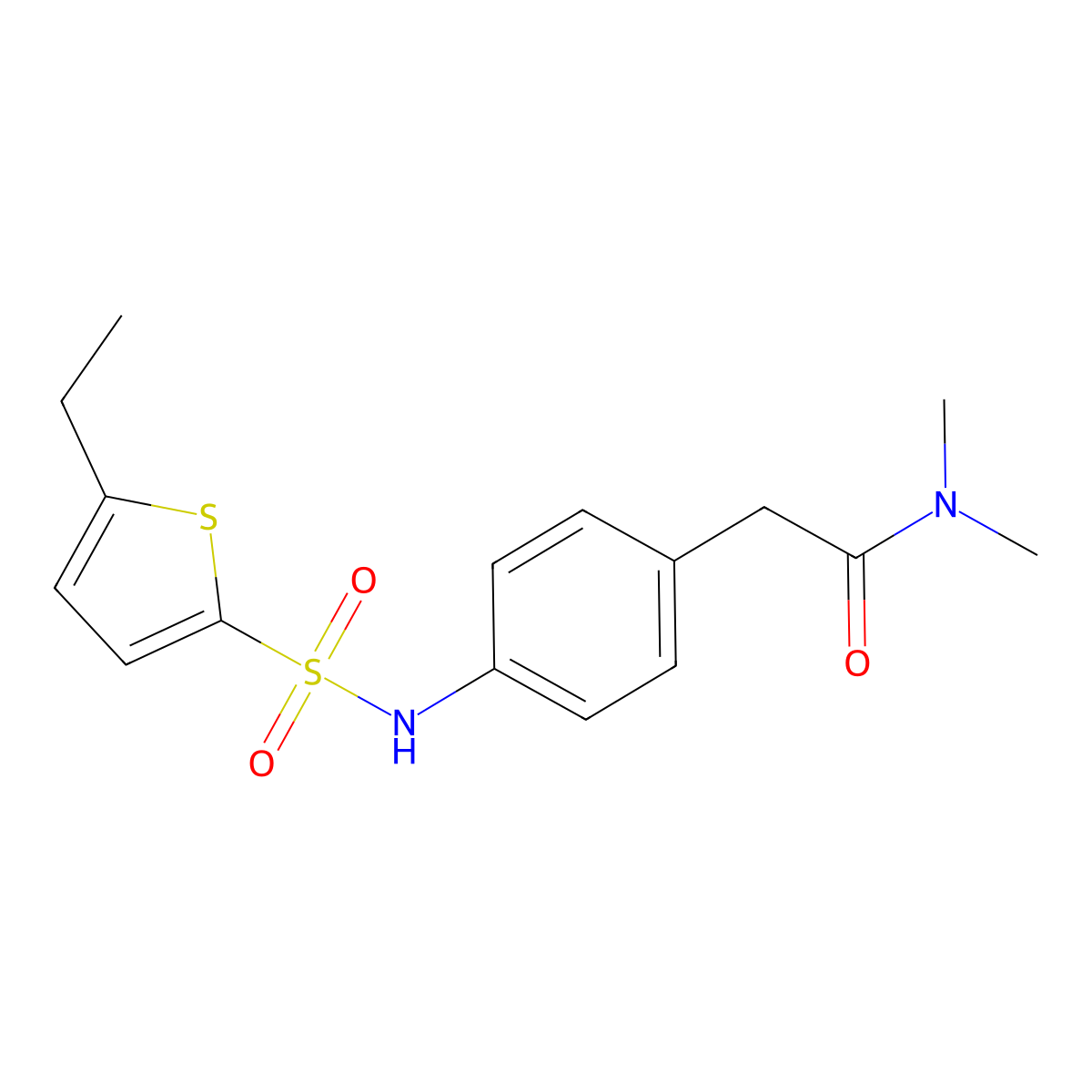2-[4-(5-ethylthiophene-2-sulfonamido)phenyl]-N,N-dimethylacetamide molecular structure, CAS 1070964-47-4