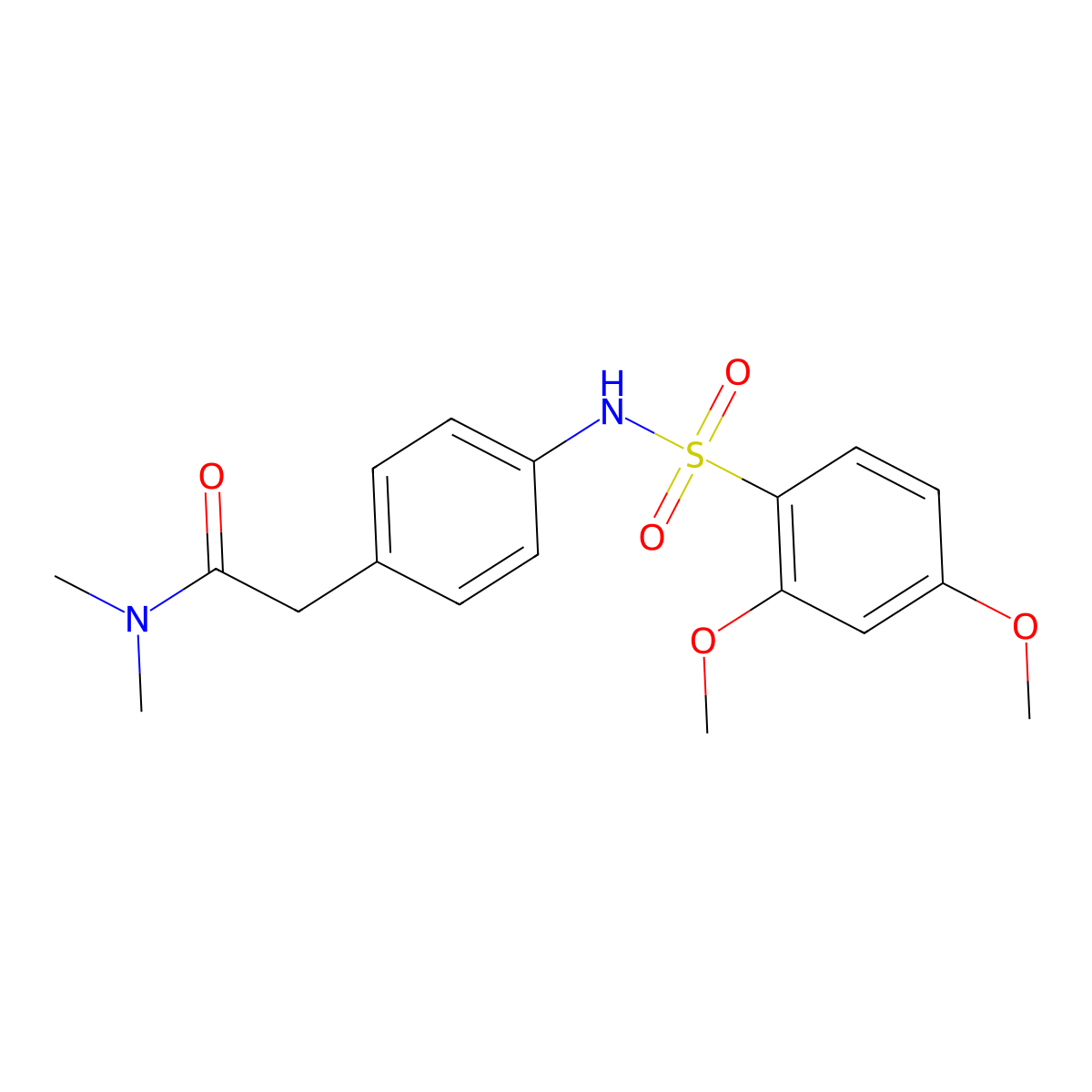 2-[4-(2,4-dimethoxybenzenesulfonamido)phenyl]-N,N-dimethylacetamide molecular structure, CAS 1070964-49-6
