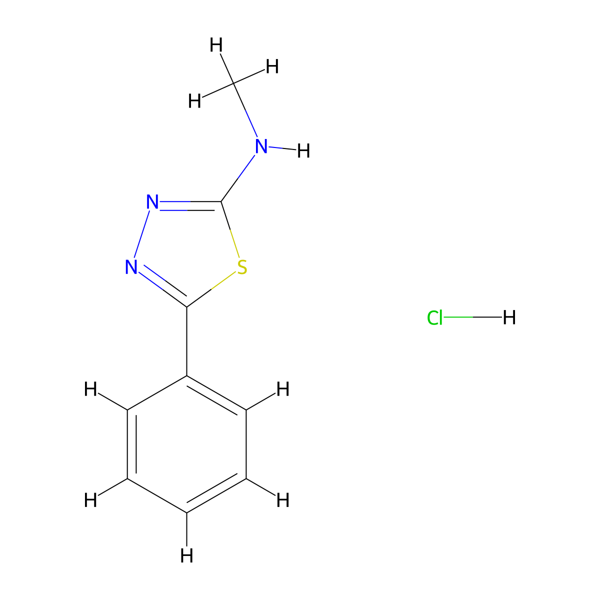 N-methyl-5-phenyl-1,3,4-thiadiazol-2-amine hydrochloride molecular structure, CAS 107097-06-3