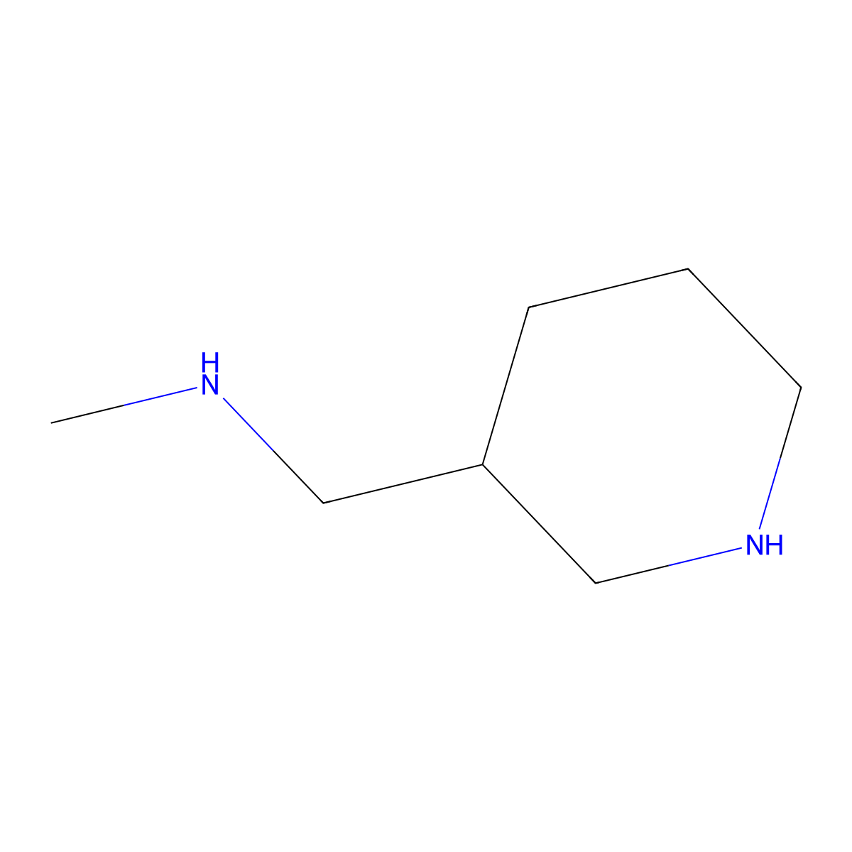 N-Methyl-1-(piperidin-3-yl)methanamine molecular structure, CAS 1070979-38-2