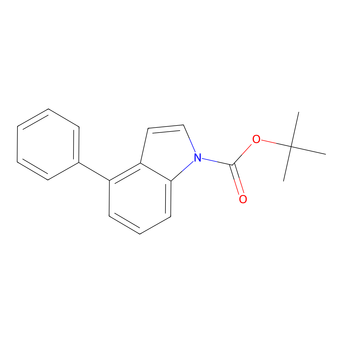 tert-butyl 4-phenyl-1H-indole-1-carboxylate molecular structure, CAS 1070981-40-6