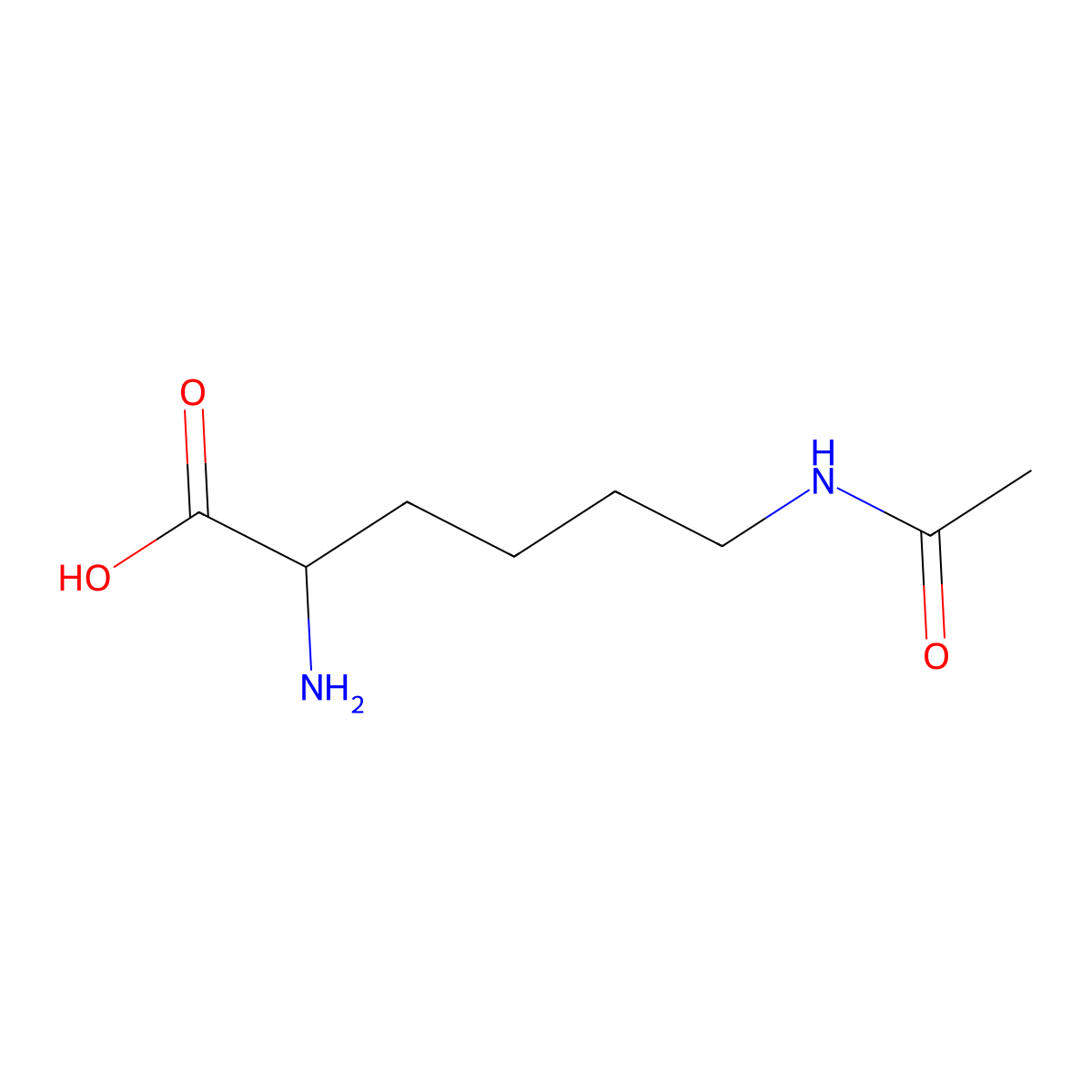 6-Acetamido-2-azaniumylhexanoate molecular structure, CAS 1071-49-4