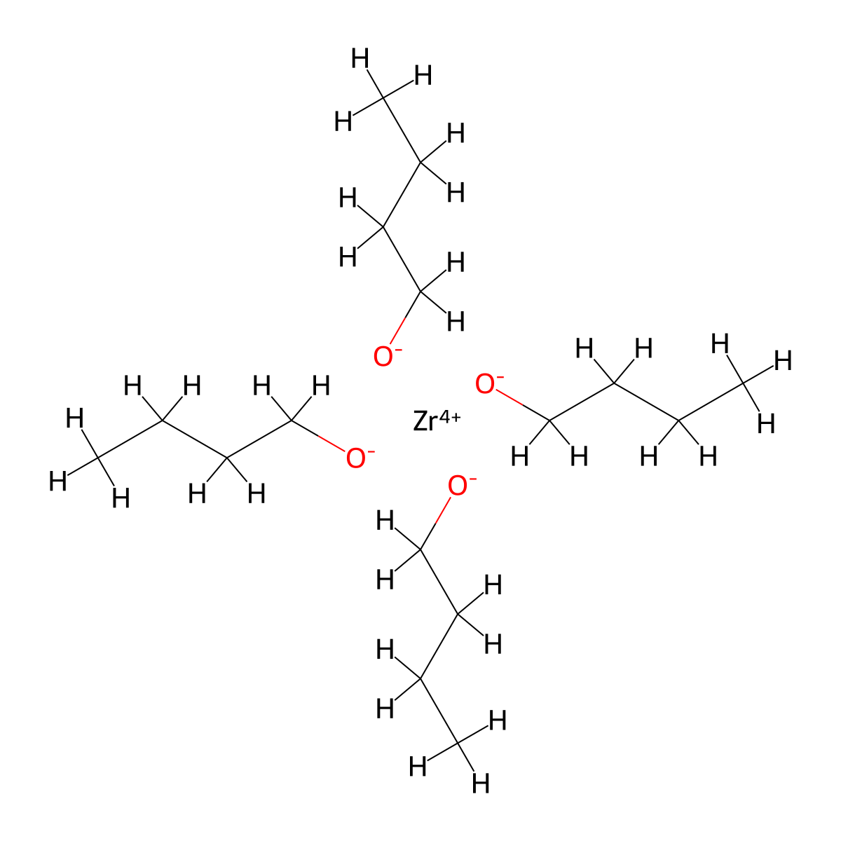 Tetrabutoxyzirconium molecular structure, CAS 1071-76-7