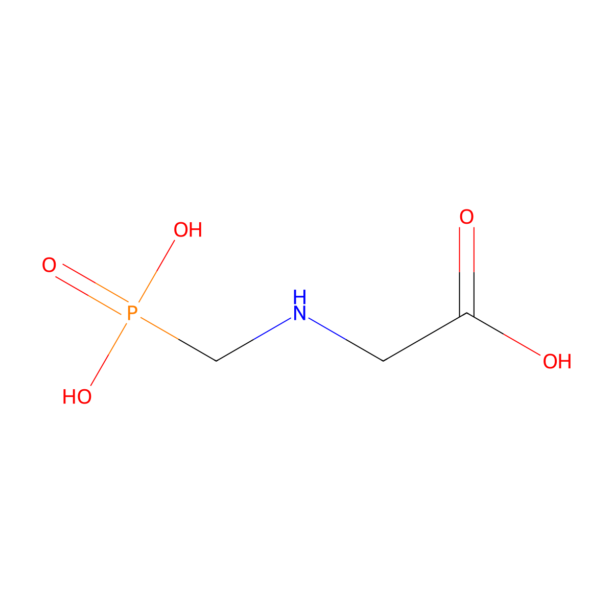 Glyphosate molecular structure, CAS 1071-83-6