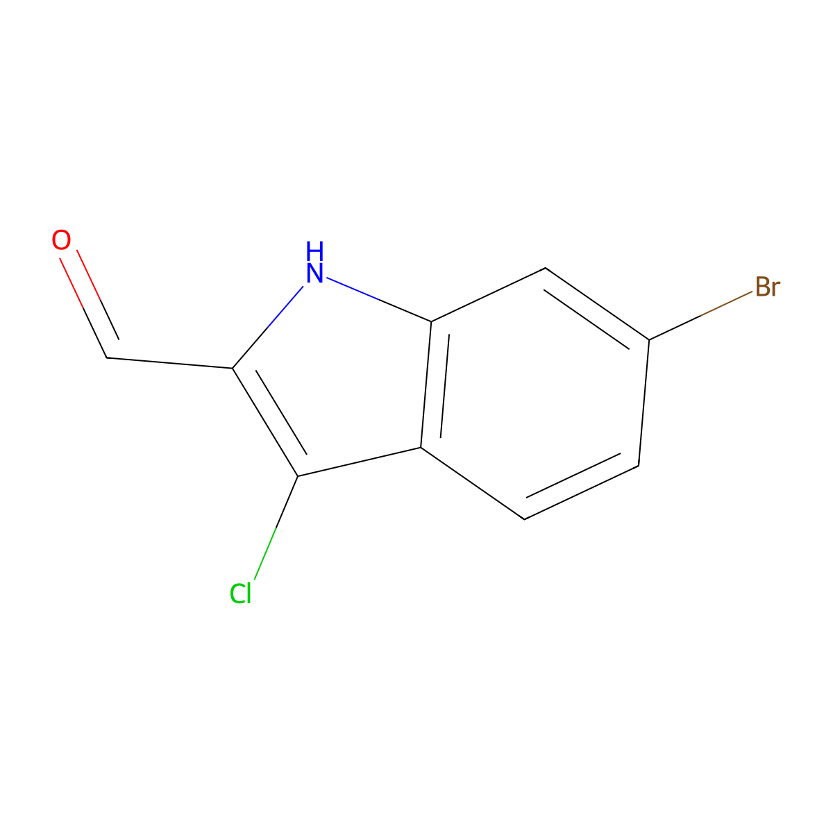 6-bromo-3-chloro-1H-indole-2-carbaldehyde molecular structure, CAS 1071024-36-6