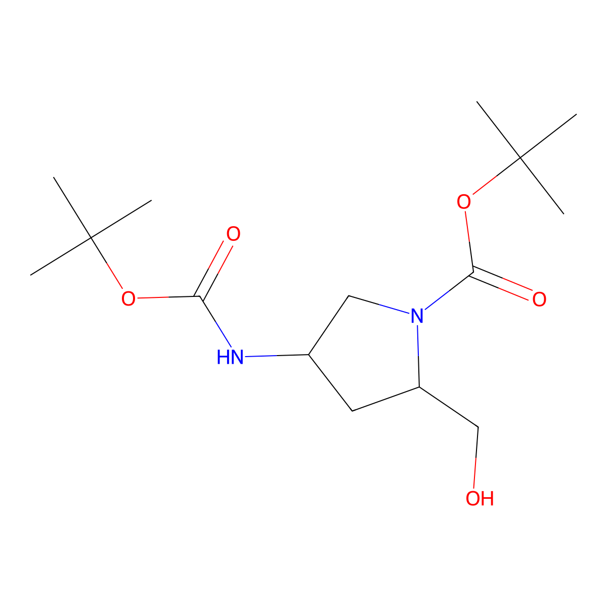 tert-butyl (2S,4S)-4-{[(tert-butoxy)carbonyl]amino}-2-(hydroxymethyl)pyrrolidine-1-carboxylate molecular structure, CAS 1071062-87-7