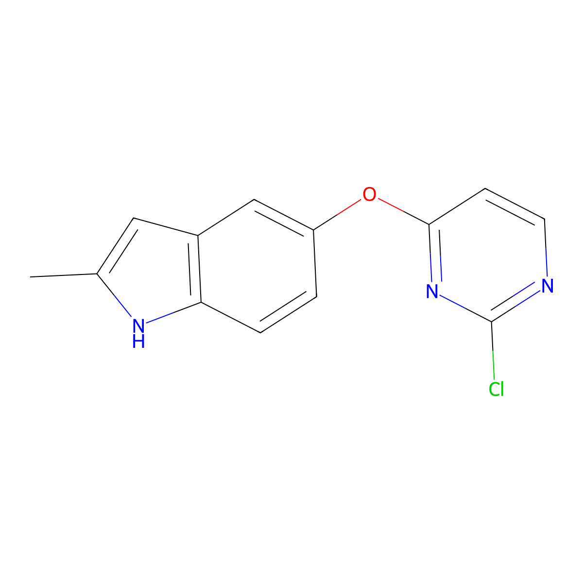 5-((2-chloropyrimidin-4-yl)oxy)-2-methyl-1H-indole molecular structure, CAS 1071105-16-2