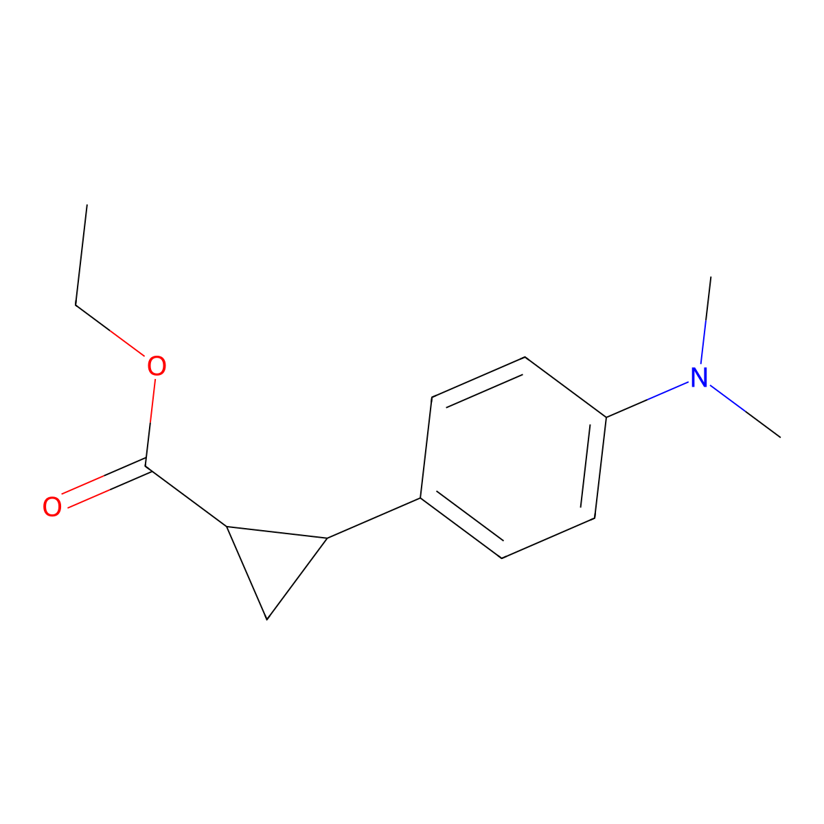 Ethyl 2-(4-(dimethylamino)phenyl)cyclopropane-1-carboxylate molecular structure, CAS 1071129-26-4