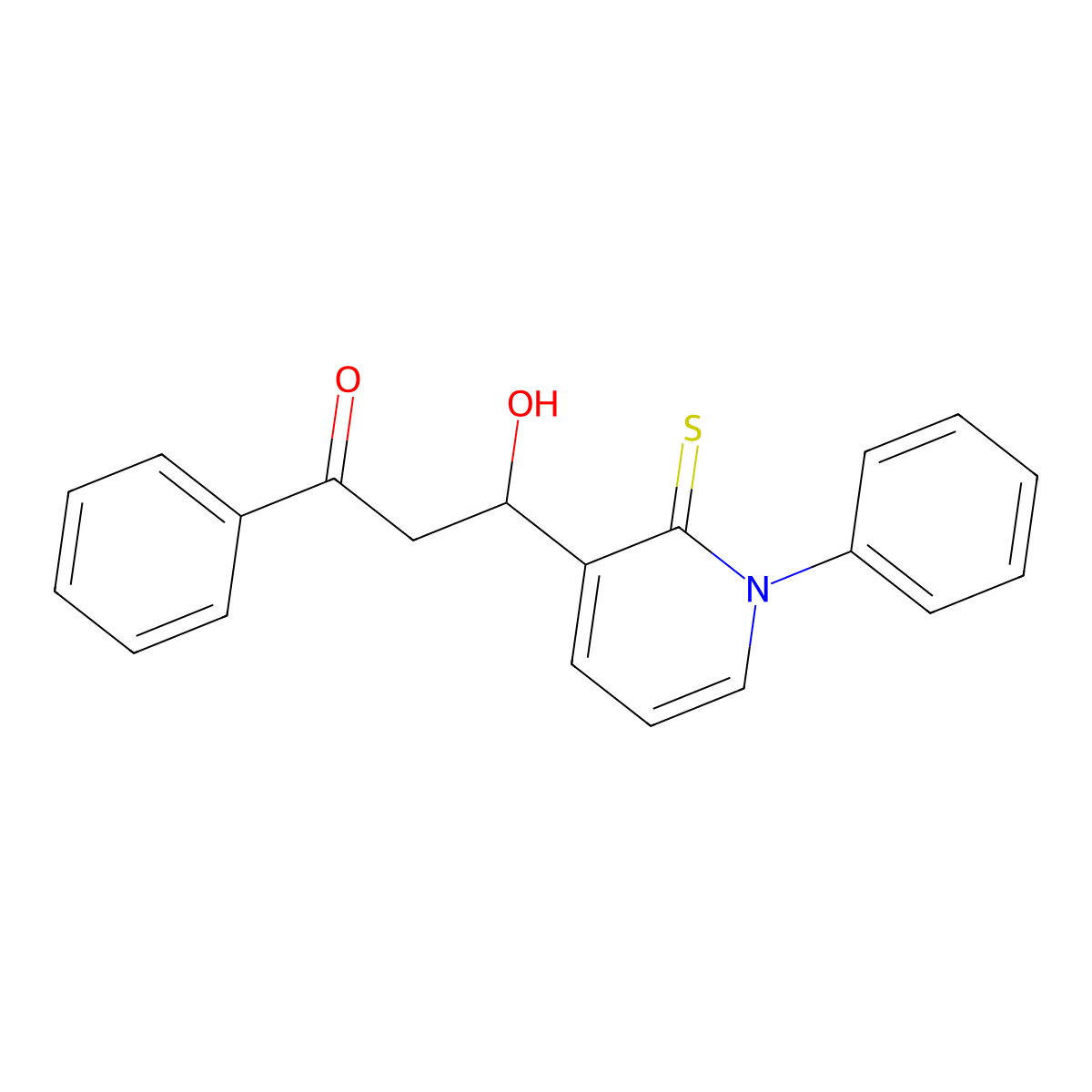 3-Hydroxy-1-phenyl-3-(1-phenyl-2-thioxo-1,2-dihydro-3-pyridinyl)-1-propanone molecular structure, CAS 107113-76-8