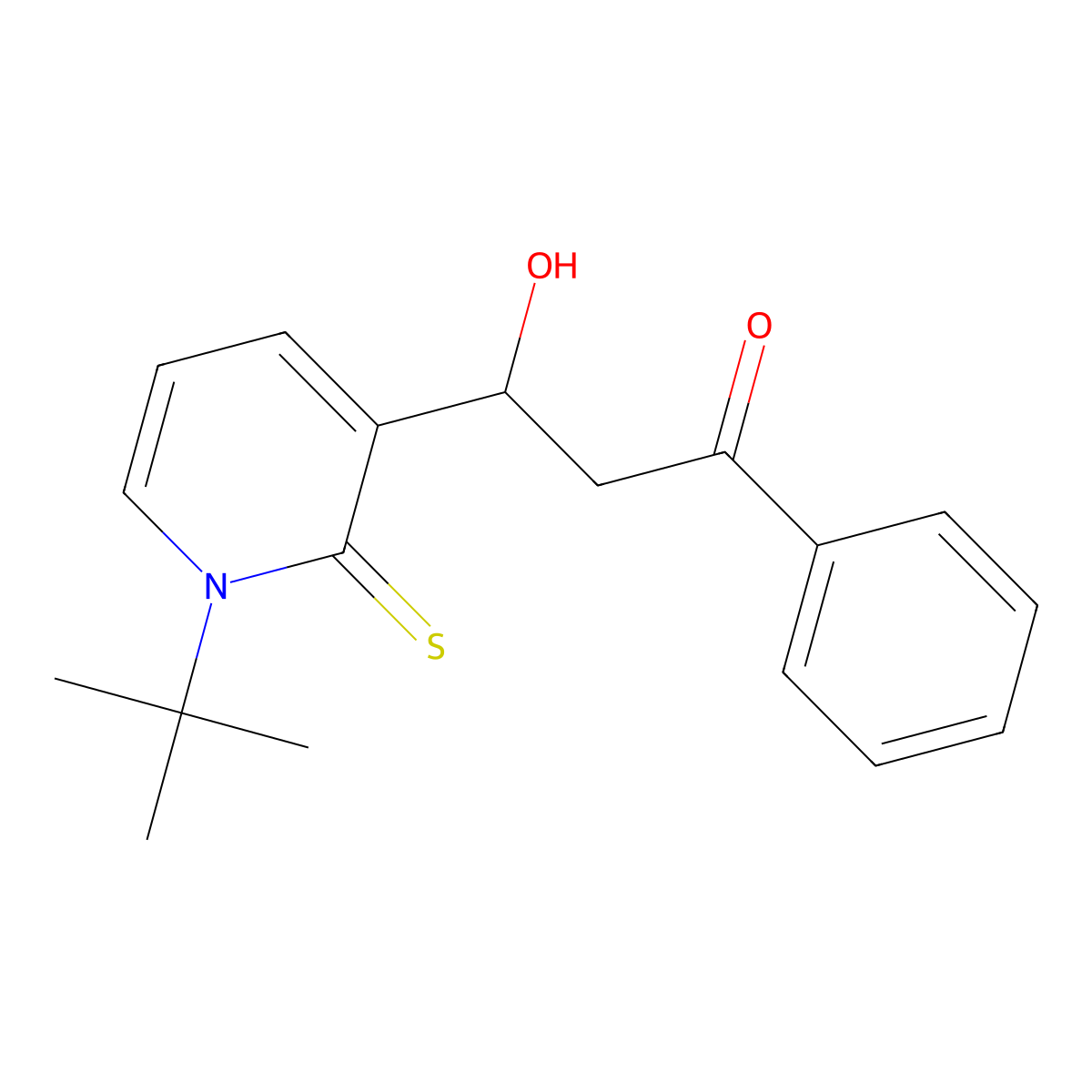 3-(1-Tert-butyl-2-thioxo-1,2-dihydropyridin-3-yl)-3-hydroxy-1-phenylpropan-1-one molecular structure, CAS 107113-80-4
