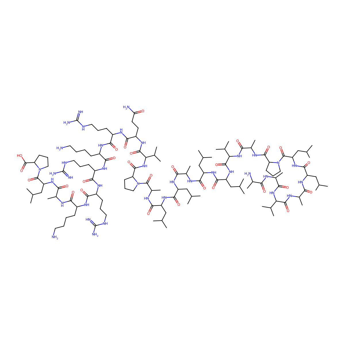 H-Ala-Ala-Val-Ala-Leu-Leu-Pro-Ala-Val-Leu-Leu-Ala-Leu-Leu-Ala-Pro-Val-Gln-Arg-Lys-Arg-Arg-Lys-Ala-Leu-Pro-OH molecular structure, CAS 1071173-56-2