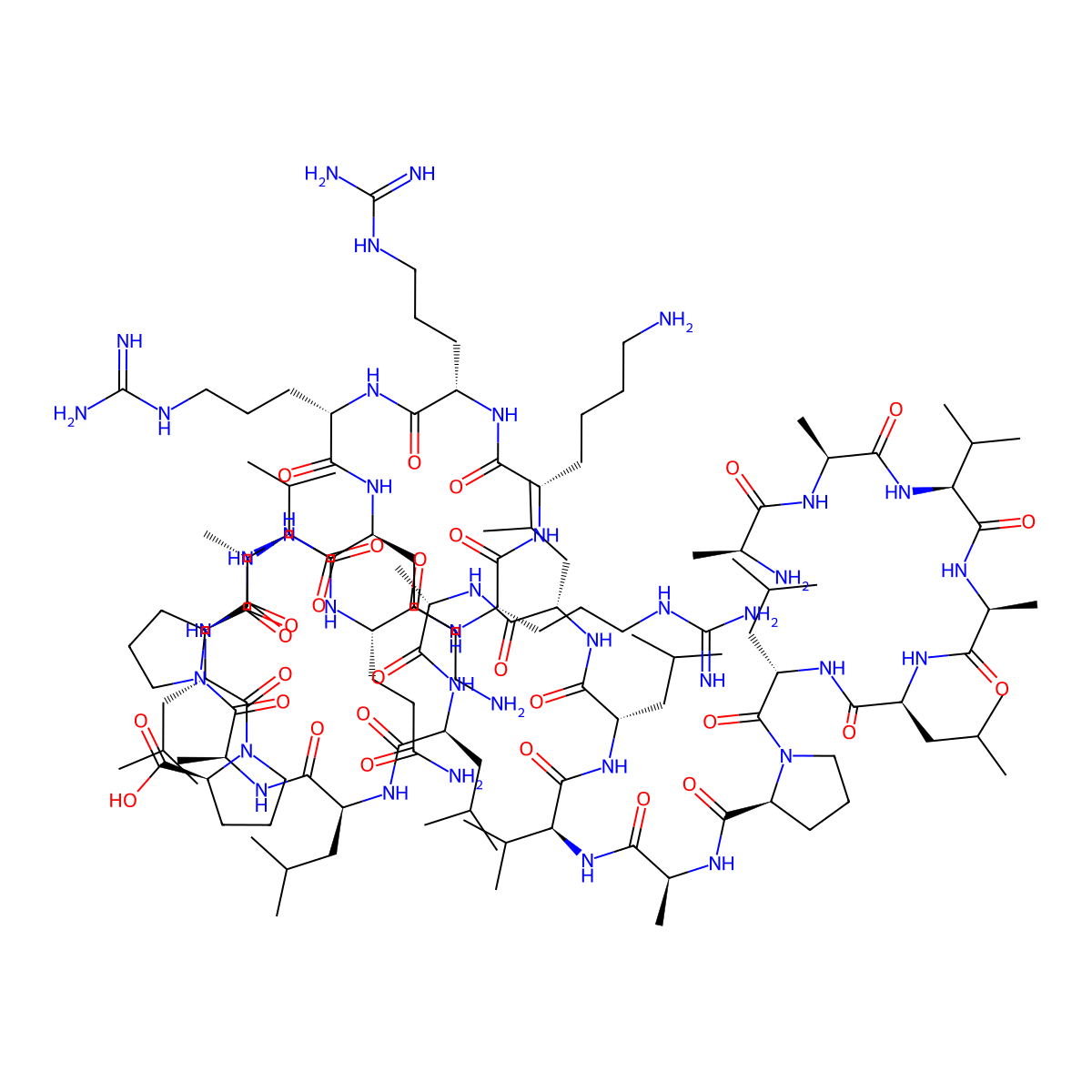 H-Ala-Ala-Val-Ala-Leu-Leu-Pro-Ala-Val-Leu-Leu-Ala-Leu-Leu-Ala-Pro-Val-Gln-Arg-Lys-Arg-Arg-Lys-Ala-Leu-Pro-OH molecular structure, CAS 1071173-56-2