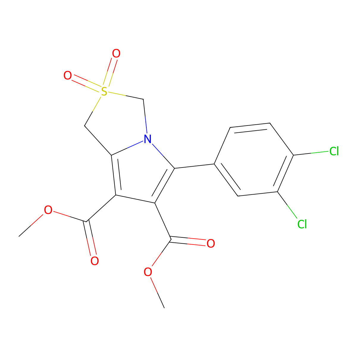 Dimethyl 5-(3,4-dichlorophenyl)-2,2-dioxo-1,3-dihydropyrrolo[1,2-c][1,3]thiazole-6,7-dicarboxylate molecular structure, CAS 107124-27-6