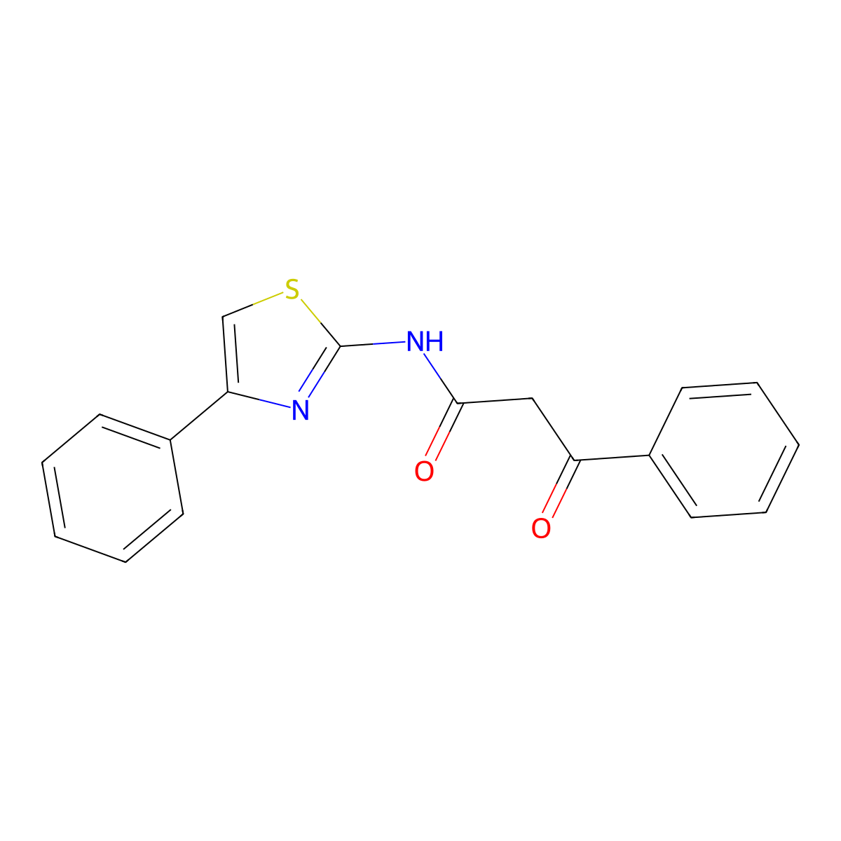 3-oxo-3-phenyl-N-(4-phenyl-1,3-thiazol-2-yl)propanamide molecular structure, CAS 107125-23-5