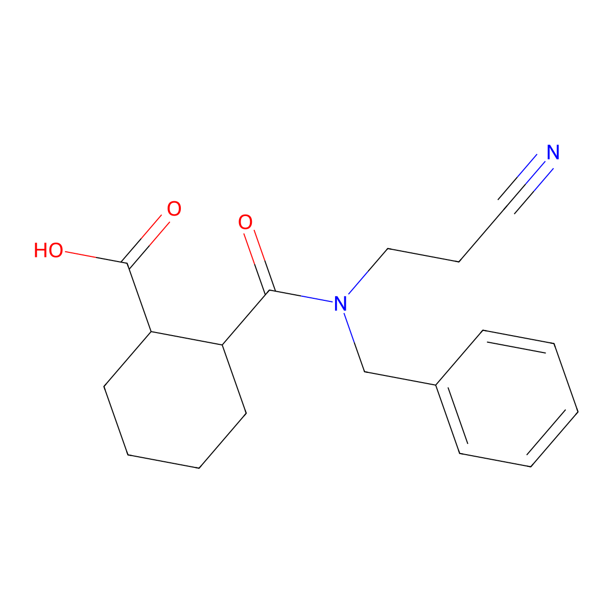 2-{[Benzyl(2-cyanoethyl)amino]carbonyl}cyclohexanecarboxylic acid molecular structure, CAS 1071293-06-5