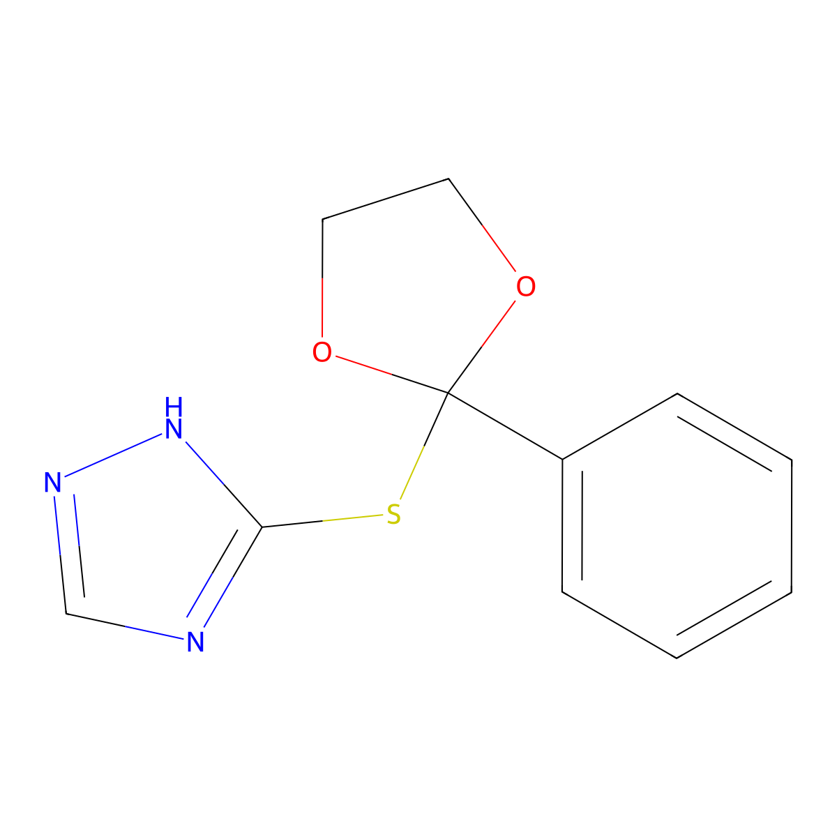 2-phenyl-1,3-dioxolan-2-yl 1H-1,2,4-triazol-3-yl sulfide molecular structure, CAS 1071293-12-3