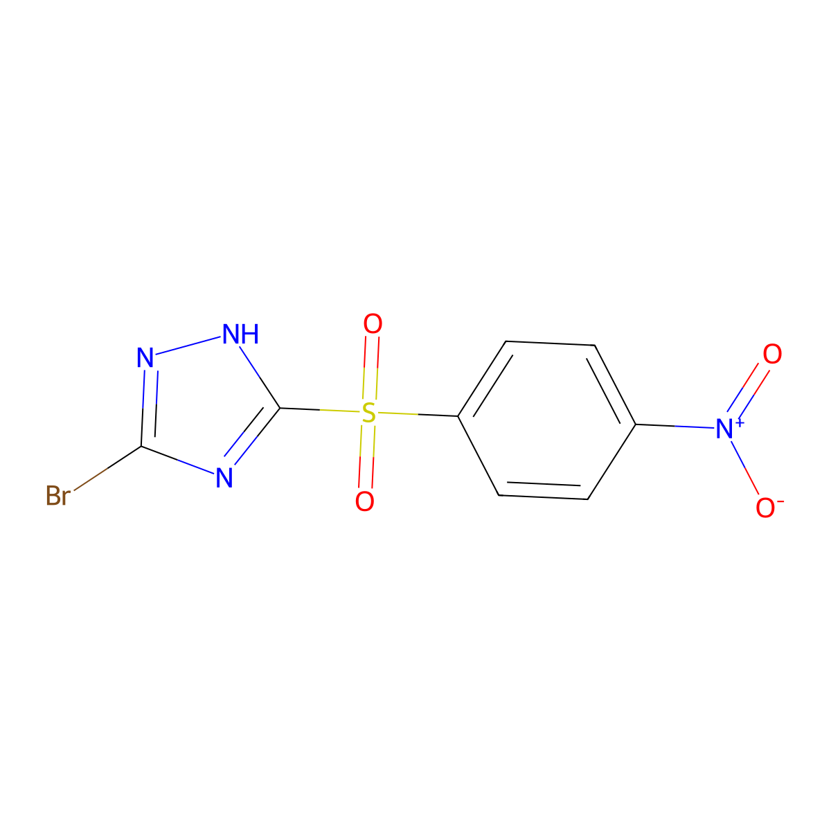 5-bromo-3-[(4-nitrophenyl)sulfonyl]-1H-1,2,4-triazole molecular structure, CAS 1071293-36-1