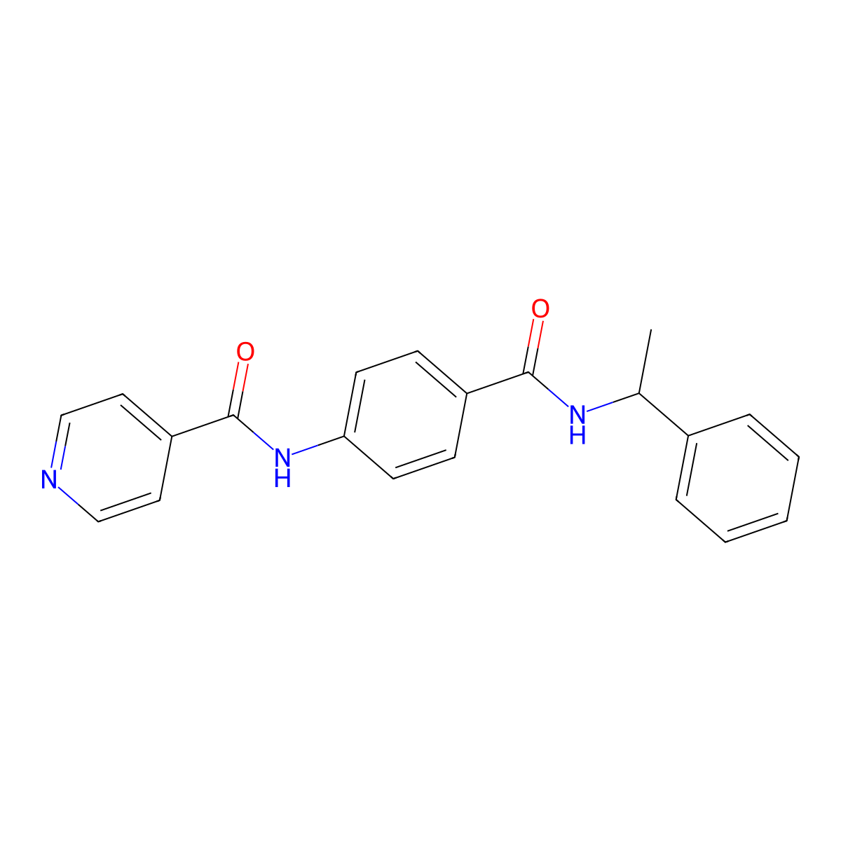 N-{4-[(1-phenylethyl)carbamoyl]phenyl}pyridine-4-carboxamide molecular structure, CAS 1071296-91-7