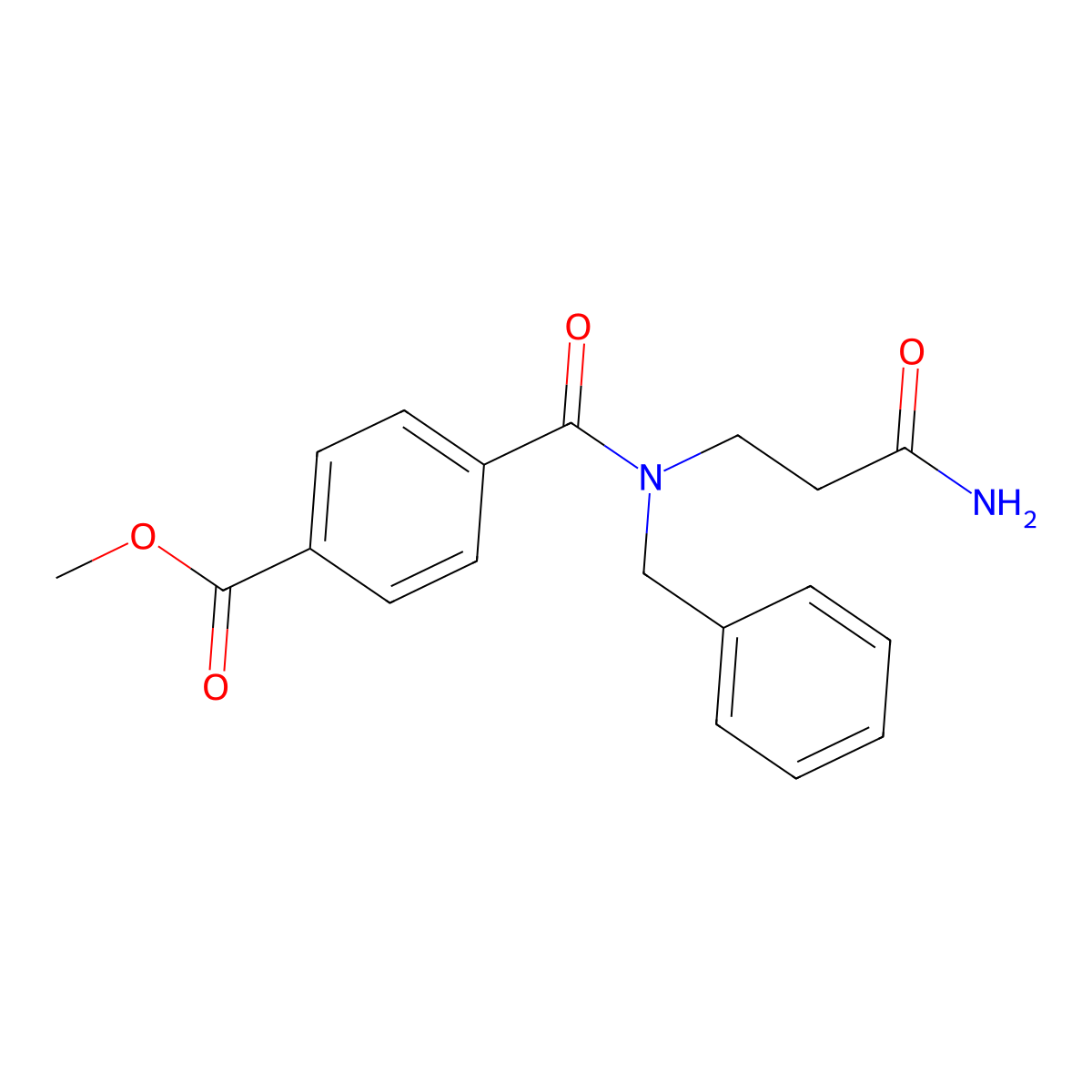 methyl 4-[N-(2-carbamoylethyl)-N-benzylcarbamoyl]benzoate molecular structure, CAS 1071297-46-5