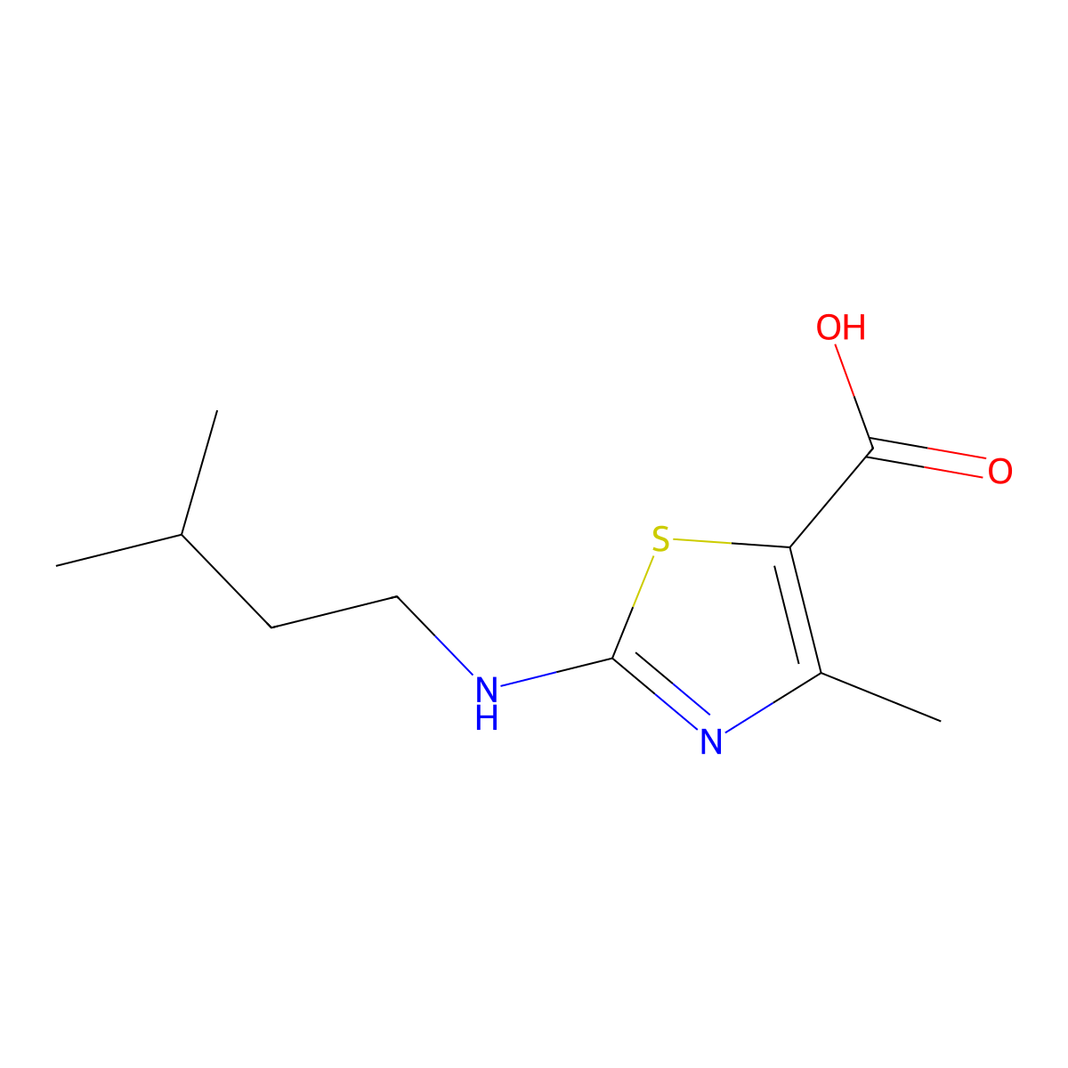 4-Methyl-2-[(3-methylbutyl)amino]-1,3-thiazole-5-carboxylic acid molecular structure, CAS 1071307-91-9