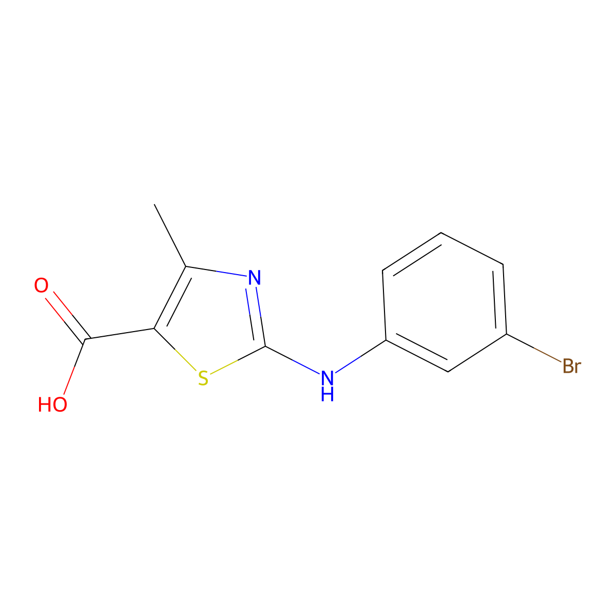 2-((3-Bromophenyl)amino)-4-methyl-1,3-thiazole-5-carboxylic acid molecular structure, CAS 1071328-75-0
