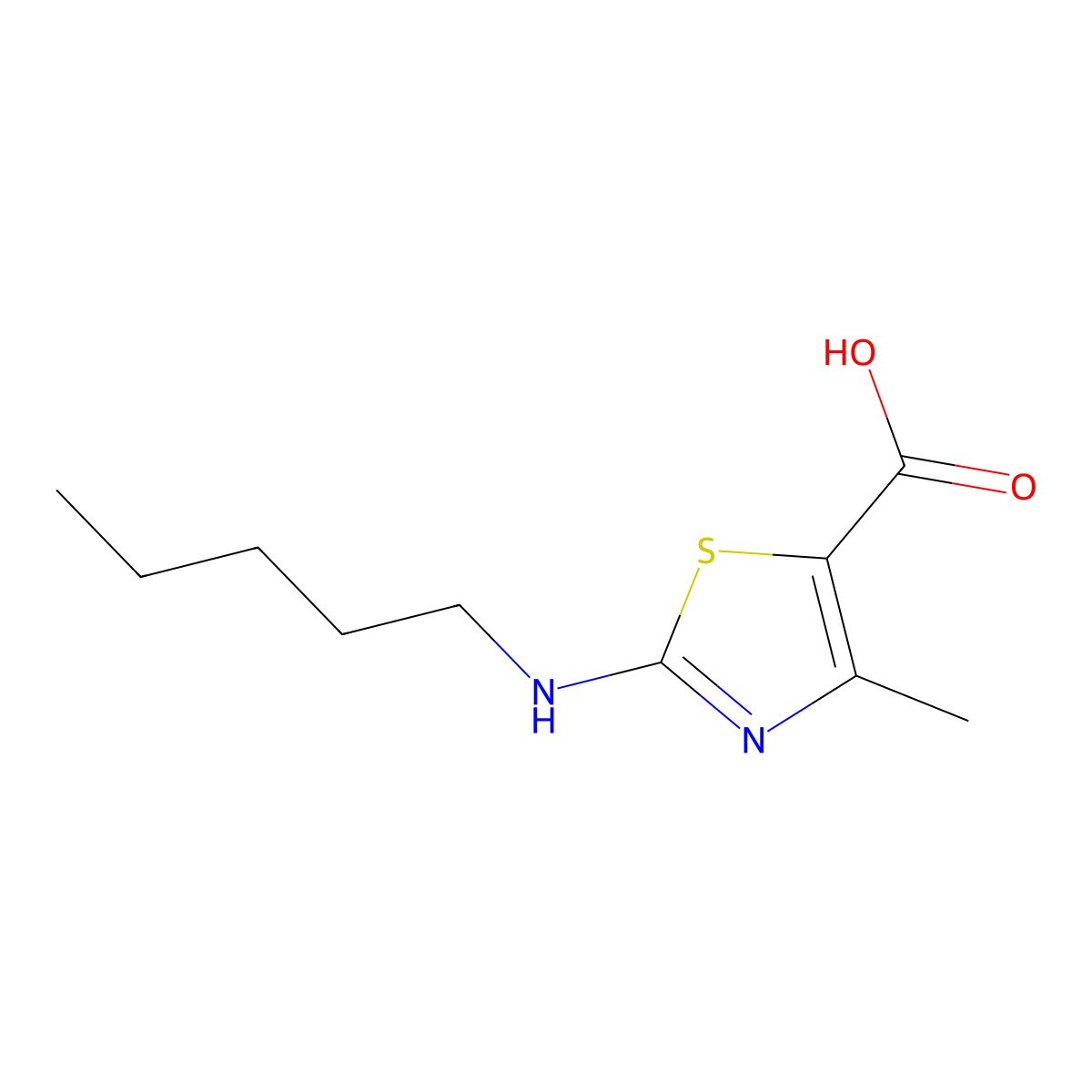 4-Methyl-2-(pentylamino)-1,3-thiazole-5-carboxylic acid molecular structure, CAS 1071329-14-0