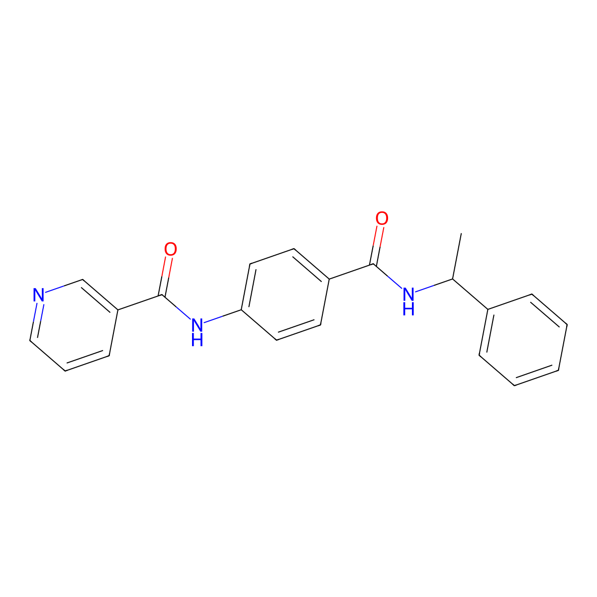 N-(4-{[(1-phenylethyl)amino]carbonyl}phenyl)nicotinamide molecular structure, CAS 1071343-54-8