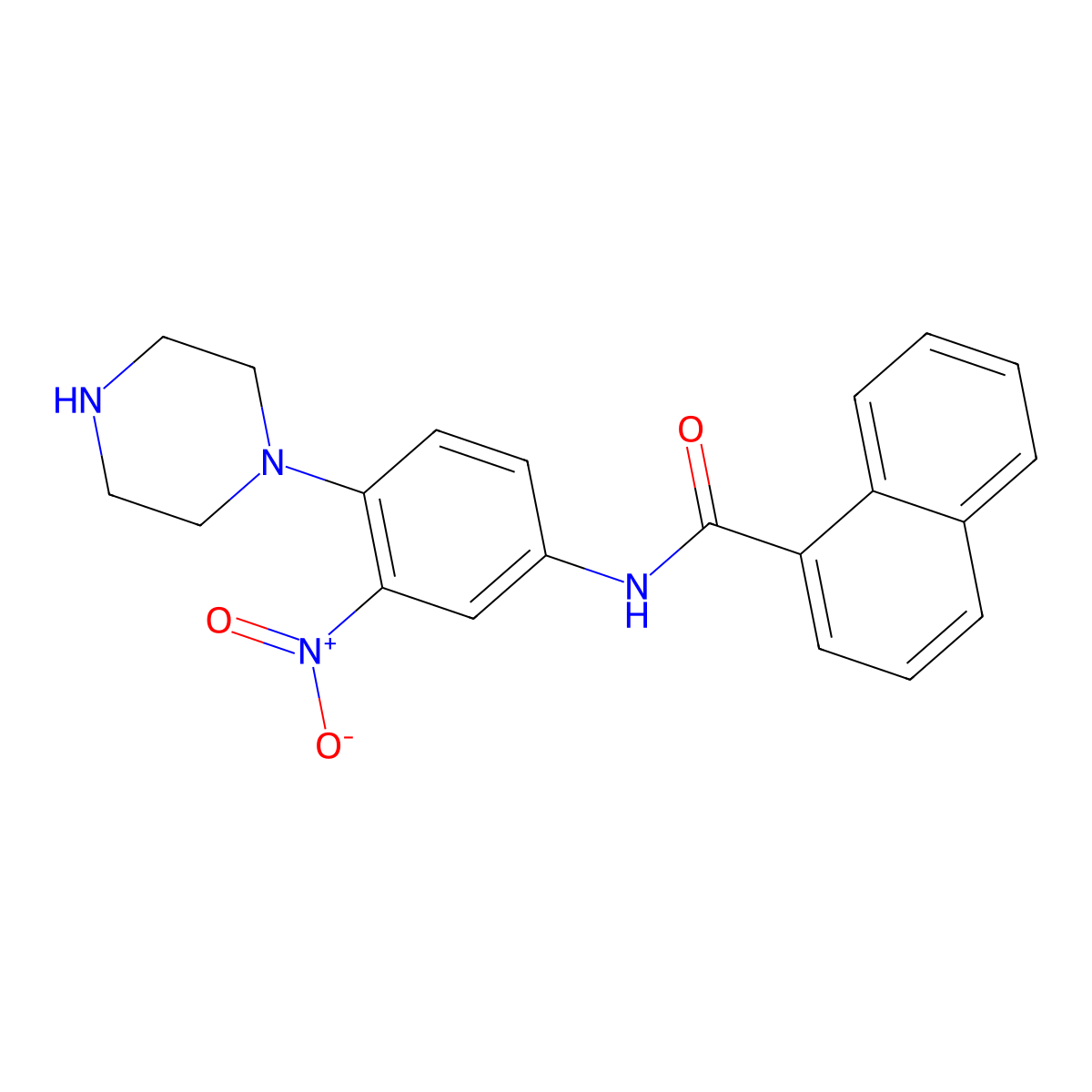 N-(3-Nitro-4-(piperazin-1-yl)phenyl)-1-naphthamide molecular structure, CAS 1071345-25-9