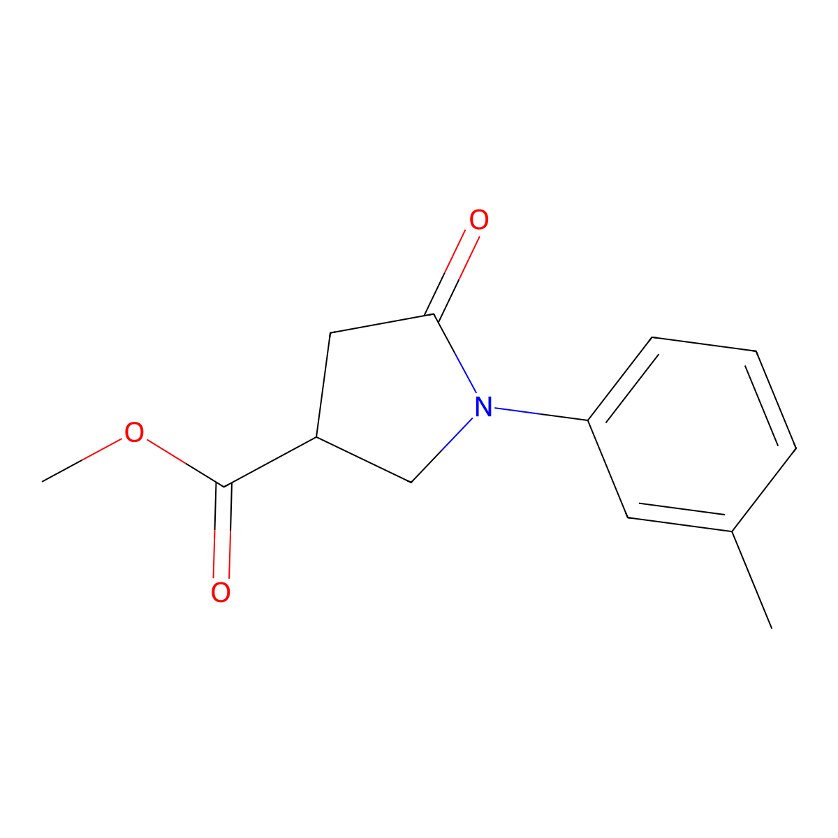 Methyl 1-(3-methylphenyl)-2-pyrrolidinone-4-carboxylate molecular structure, CAS 1071346-78-5