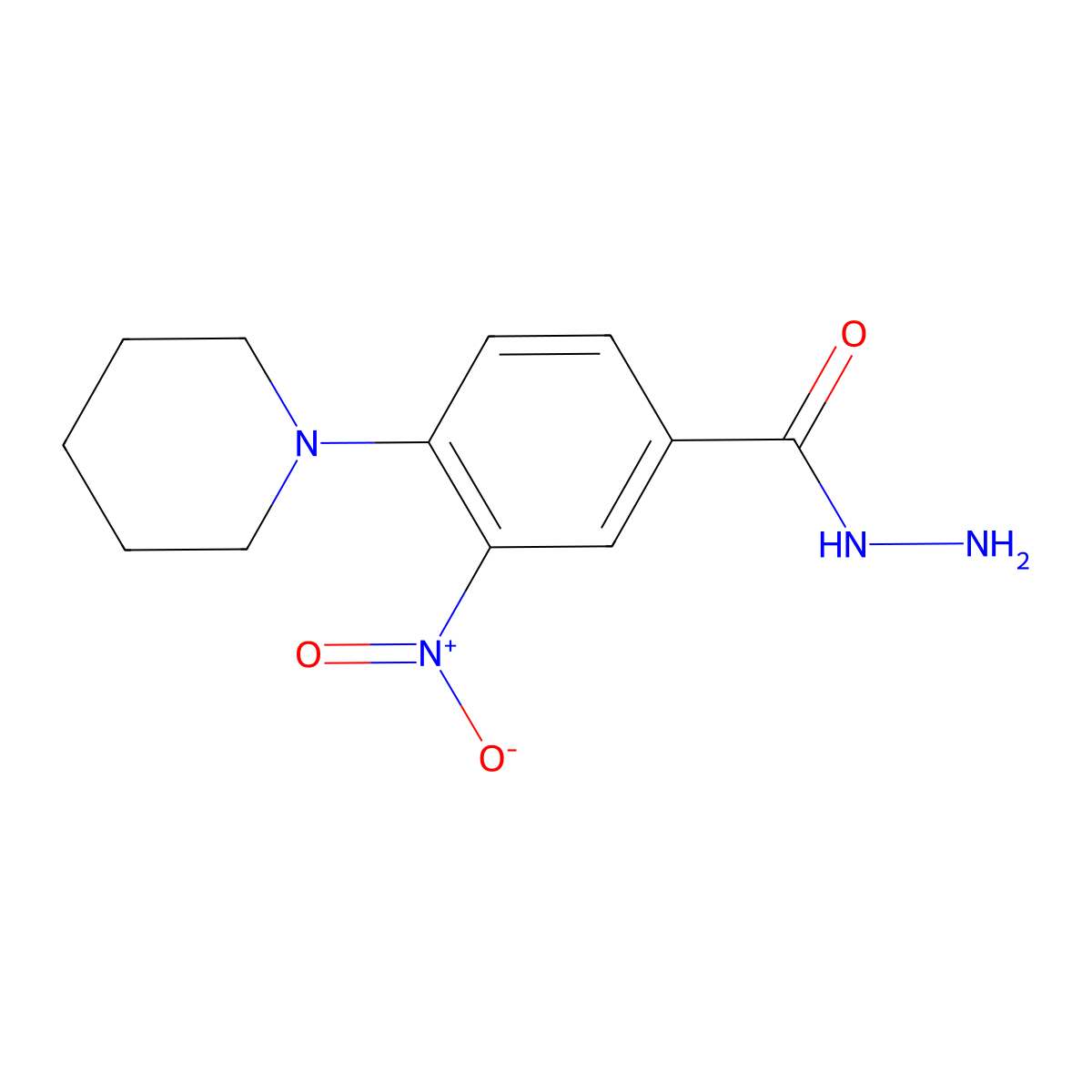 3-Nitro-4-(1-piperidinyl)benzoic acid hydrazide molecular structure, CAS 1071347-06-2