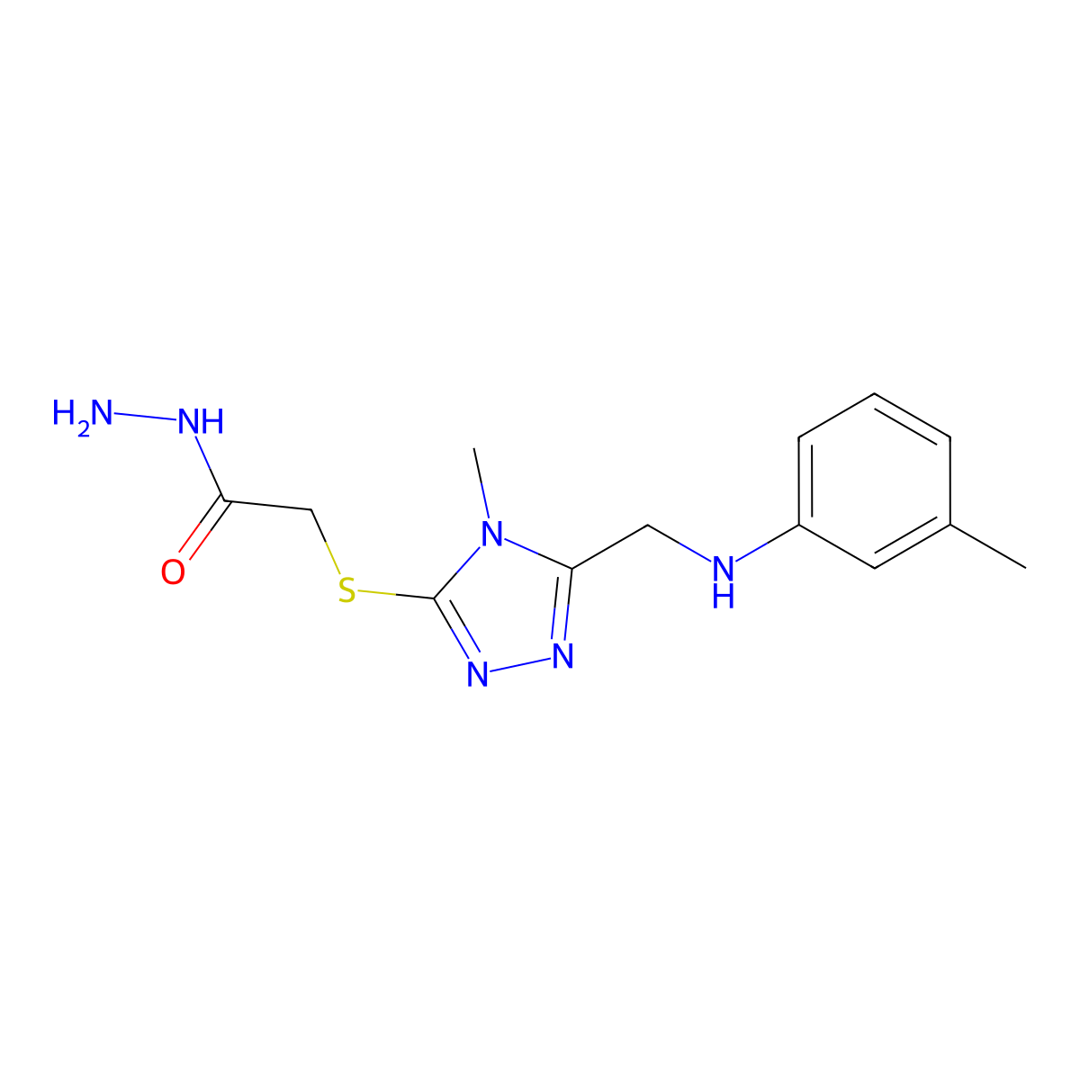 2-[(4-methyl-5-{[(3-methylphenyl)amino]methyl}-4H-1,2,4-triazol-3-yl)thio]acetohydrazide molecular structure, CAS 1071351-29-5