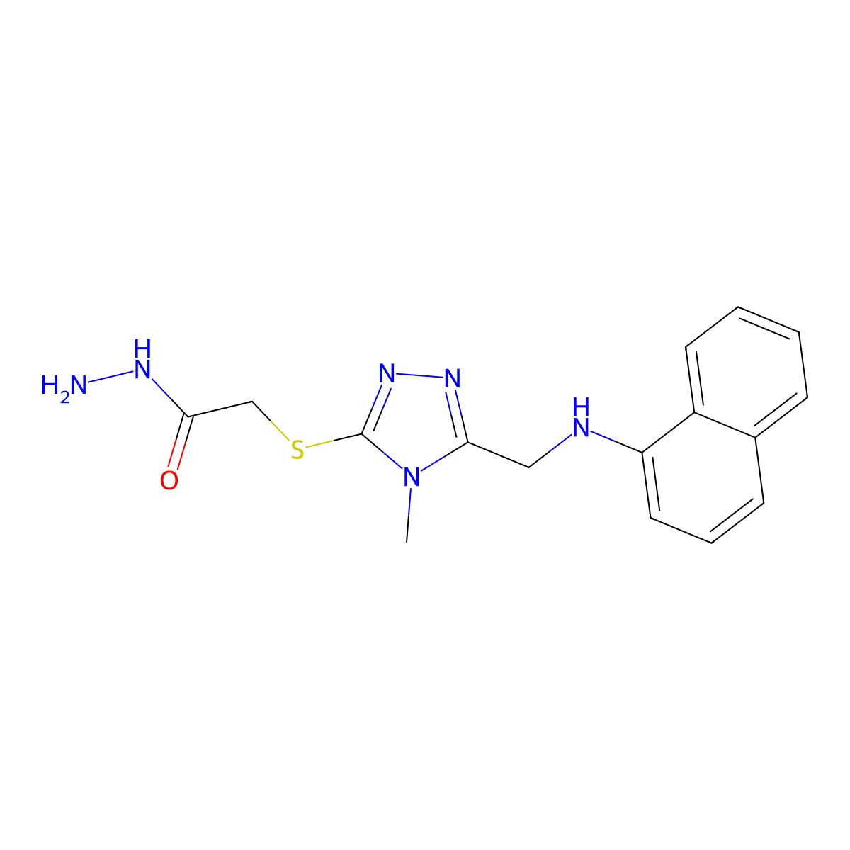 2-({4-methyl-5-[(1-naphthylamino)methyl]-4H-1,2,4-triazol-3-yl}thio)acetohydrazide molecular structure, CAS 1071351-43-3