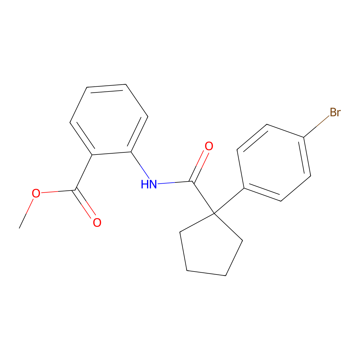 Methyl 2-({[1-(4-bromophenyl)cyclopentyl]carbonyl}amino)benzoate molecular structure, CAS 1071353-81-5
