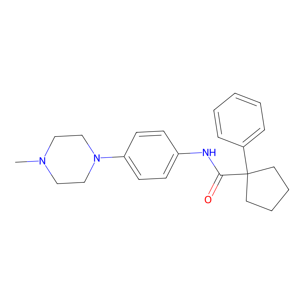 N-(4-(4-methylpiperazin-1-yl)phenyl)-1-phenylcyclopentanecarboxamide molecular structure, CAS 1071354-02-3