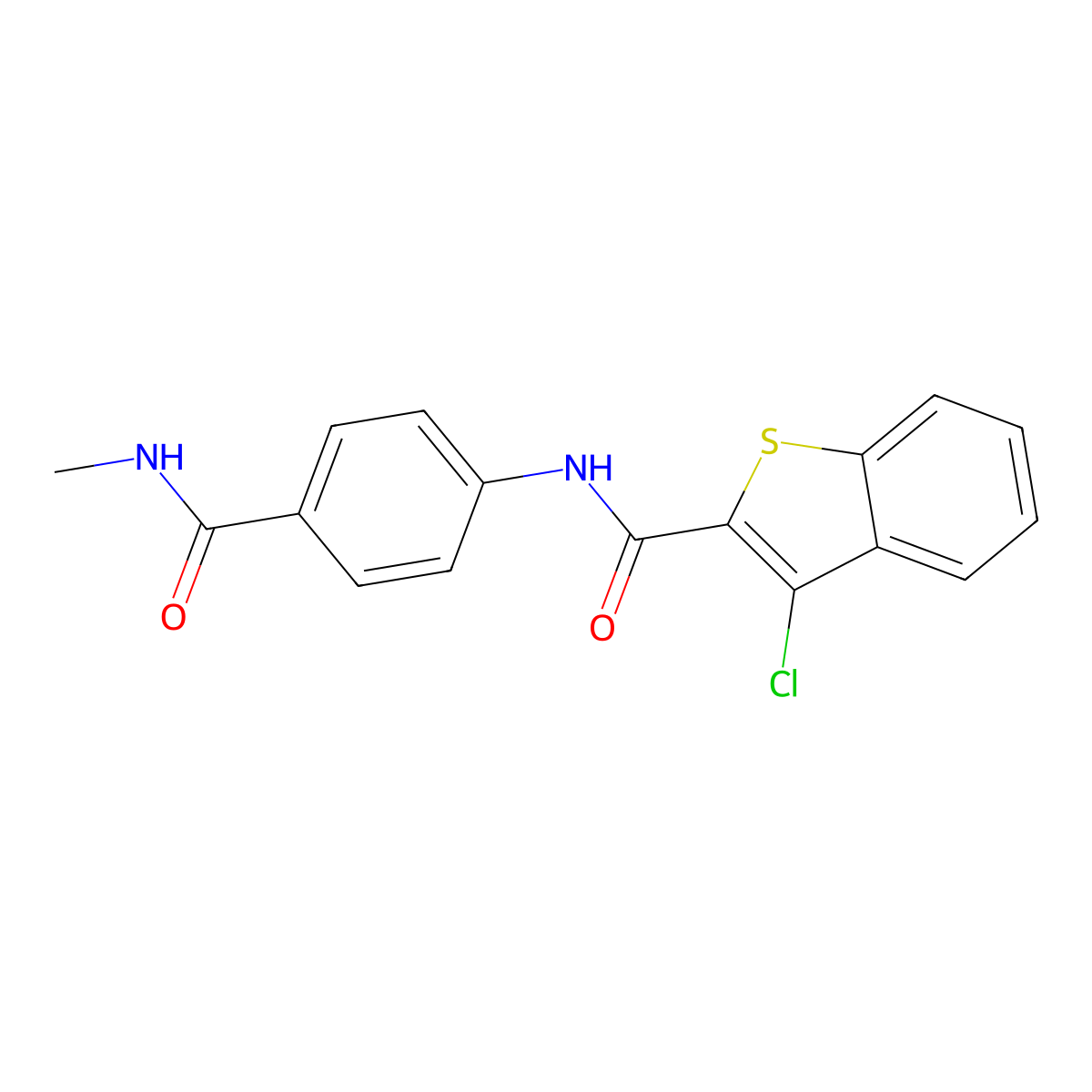 3-chloro-N-[4-(methylcarbamoyl)phenyl]-1-benzothiophene-2-carboxamide molecular structure, CAS 1071358-02-5