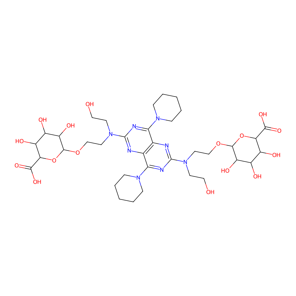 Dipyridamole DI-O-B-D-glucuronide molecular structure, CAS 107136-95-8
